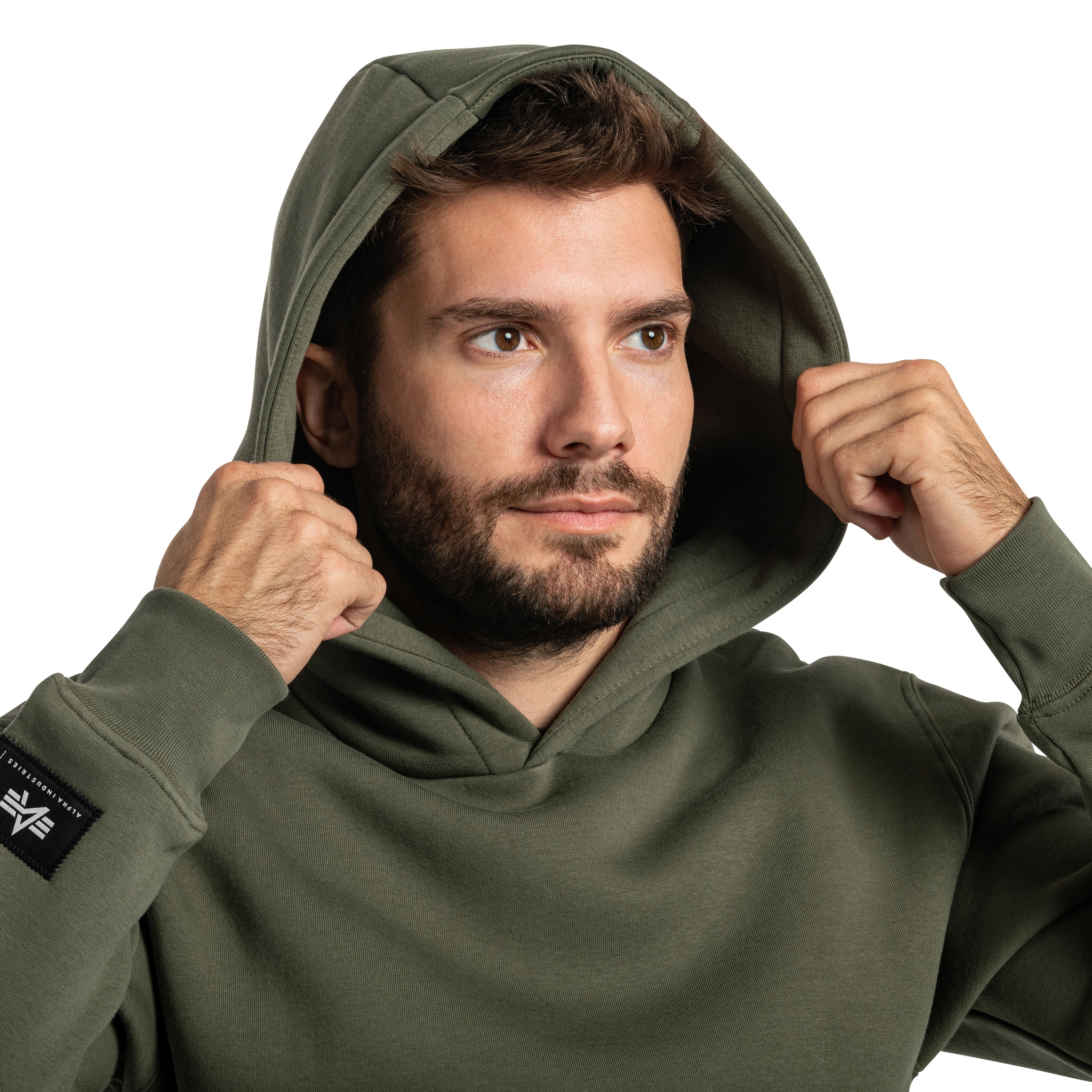 Bluza Alpha Industries Label Backprint Hoodie - Dark Olive