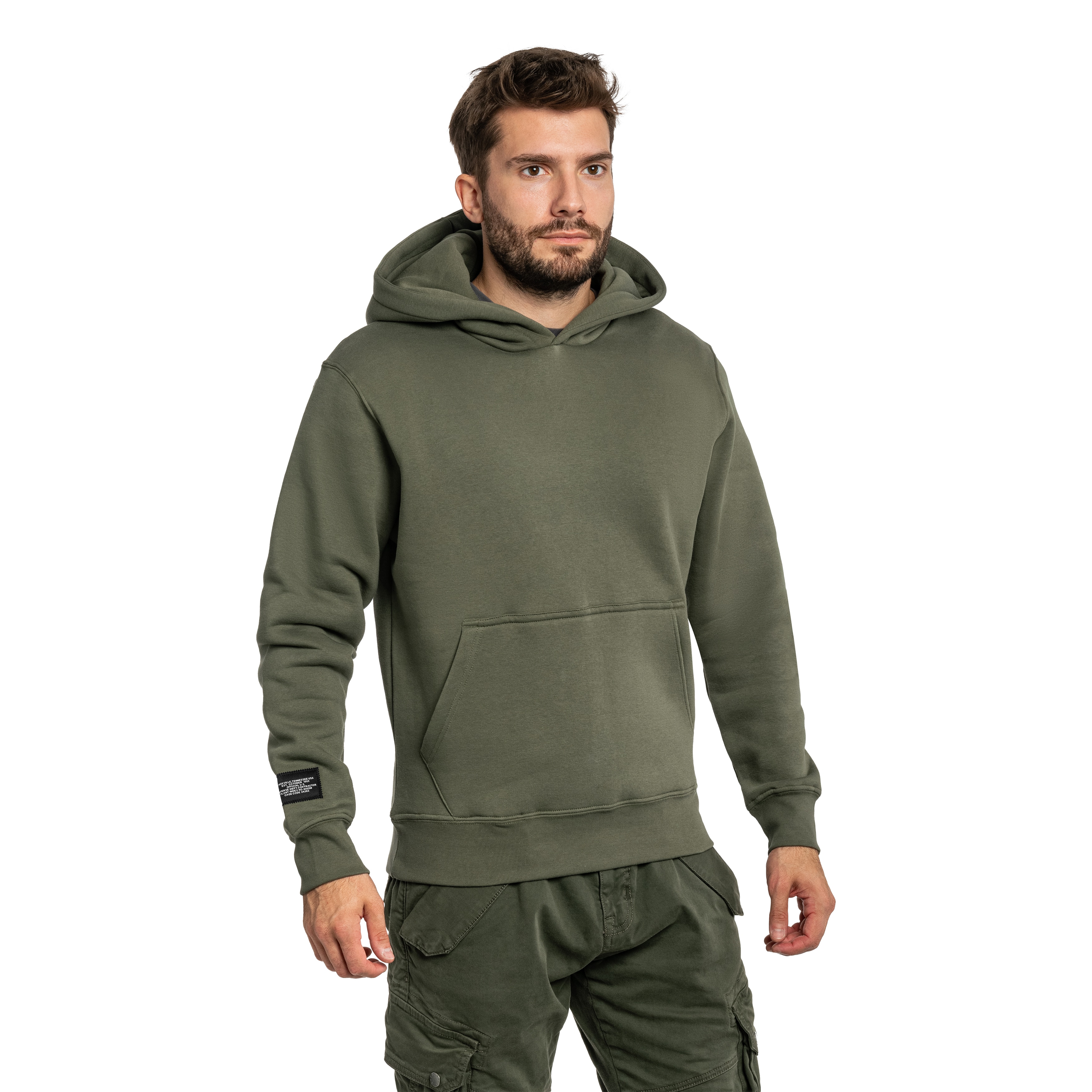 Bluza Alpha Industries Label Backprint Hoodie - Dark Olive