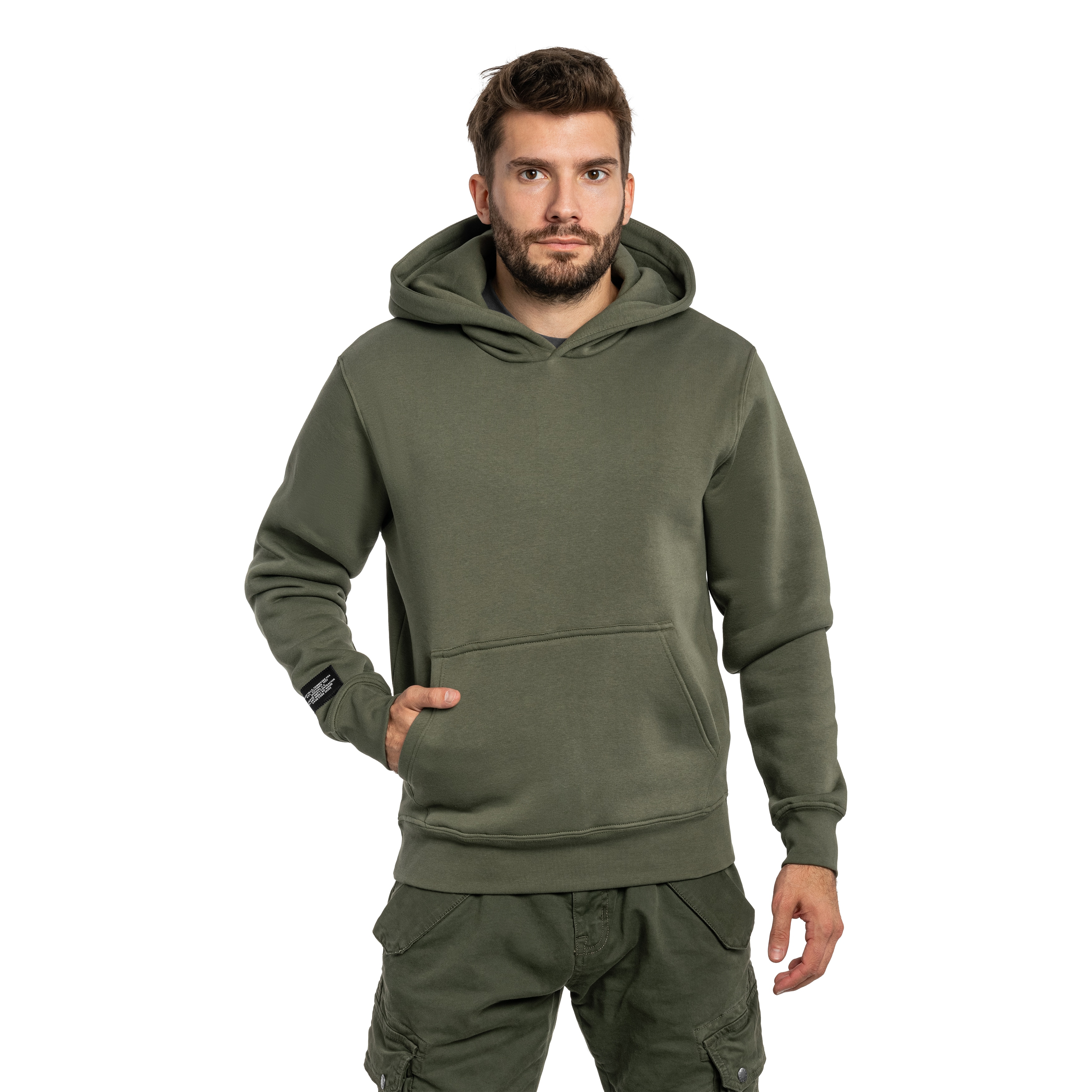Bluza Alpha Industries Label Backprint Hoodie - Dark Olive