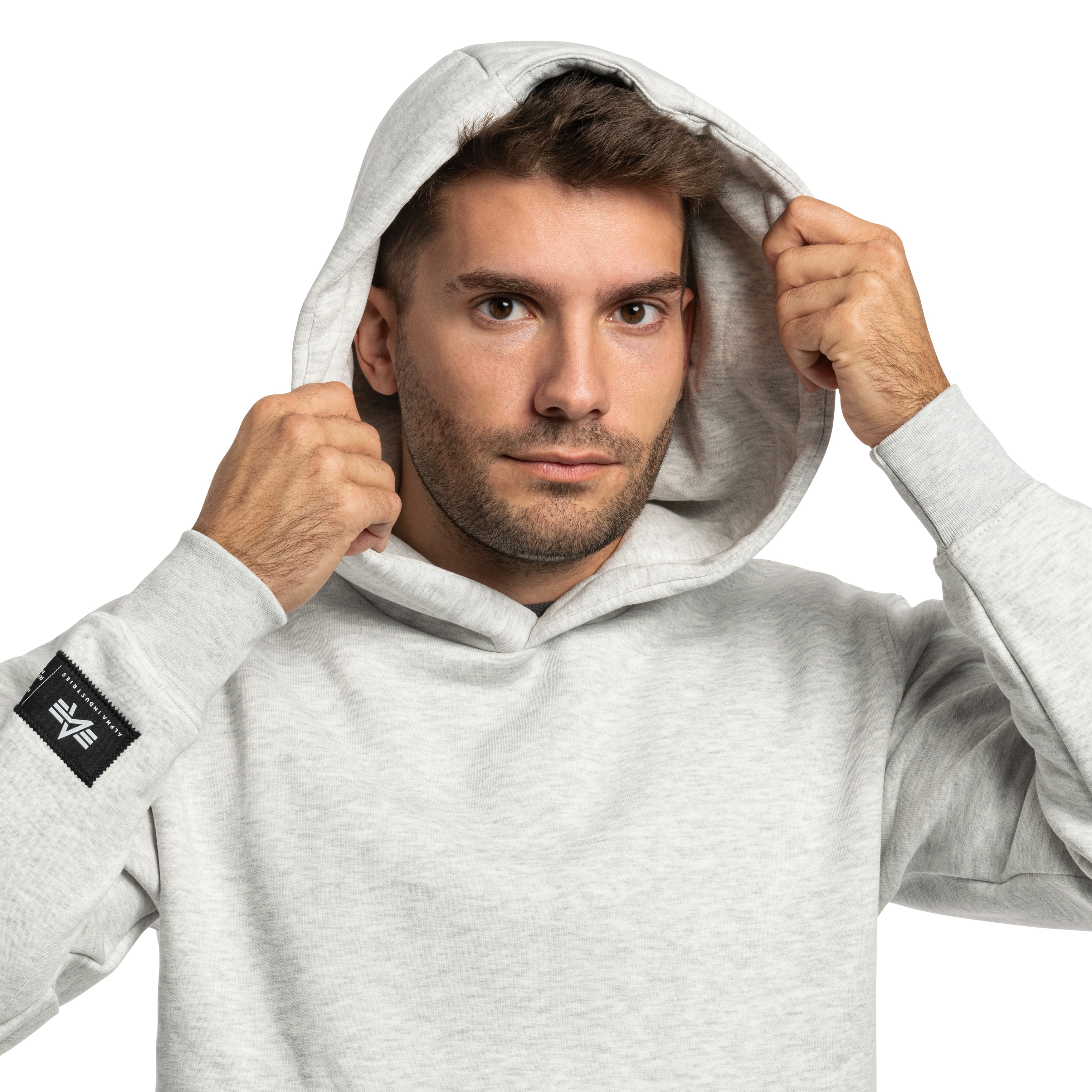 Bluza Alpha Industries Label Backprint Hoodie - Pastel Grey