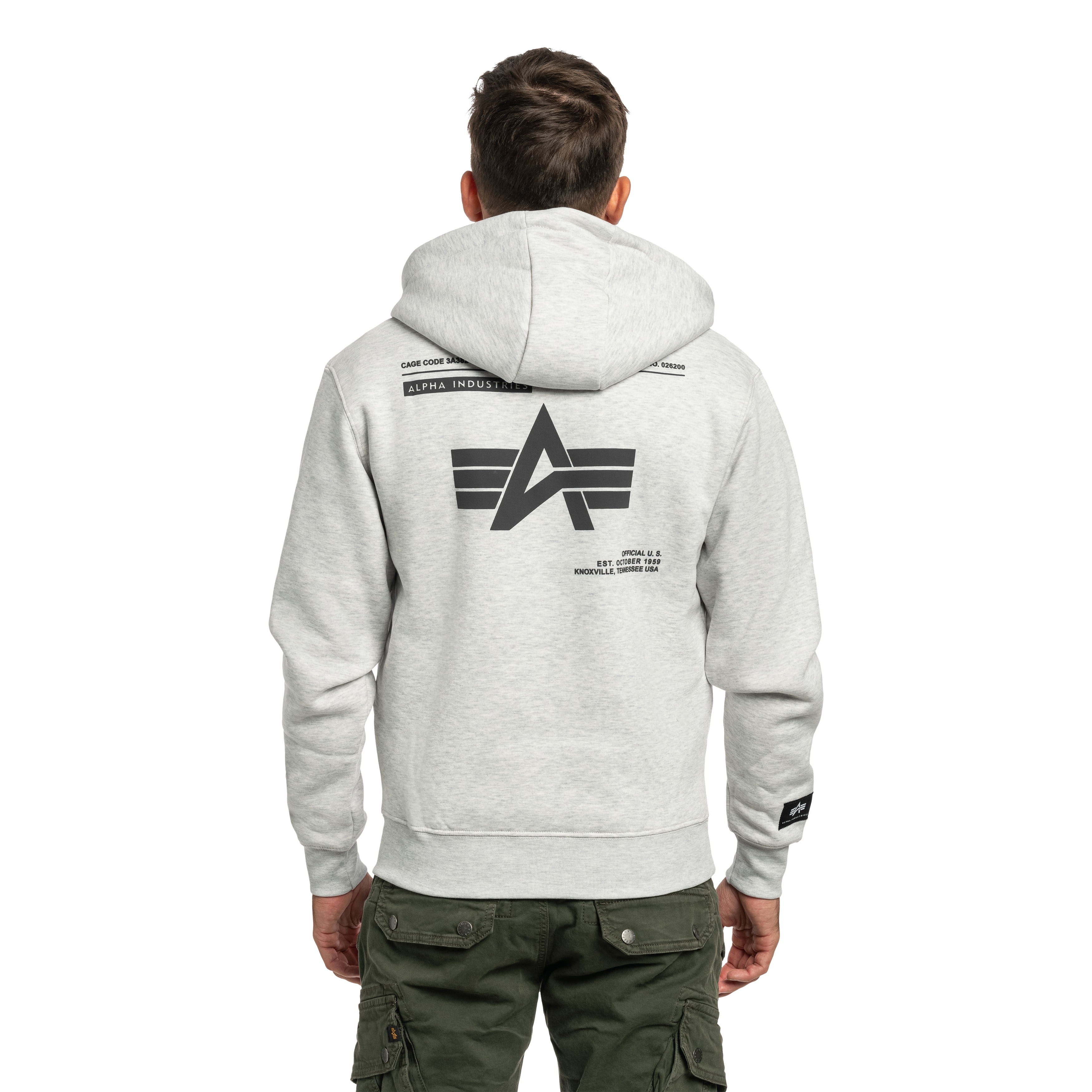 Bluza Alpha Industries Label Backprint Hoodie - Pastel Grey