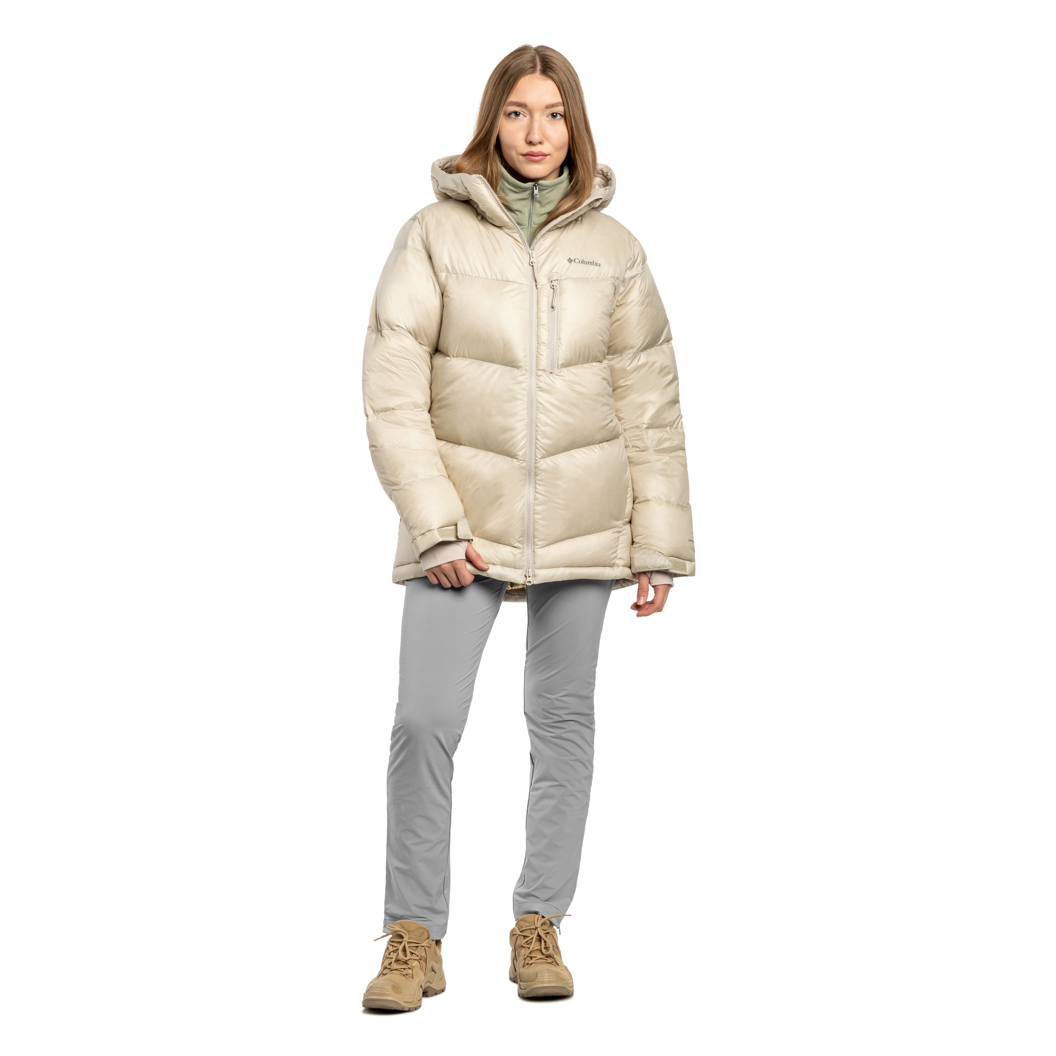 Жіноча куртка Columbia Cloudview Down Hooded Jacket - Dark Stone