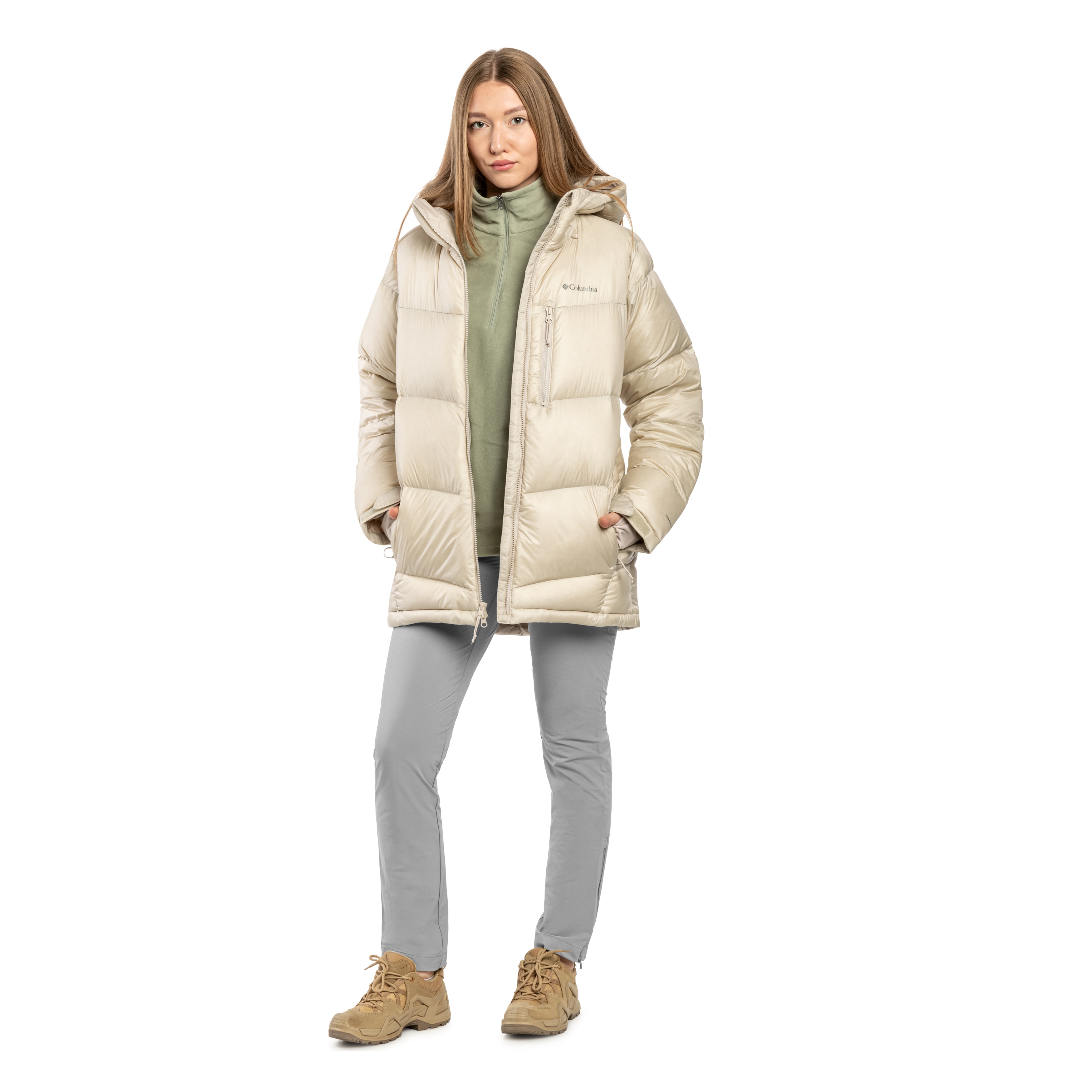 Жіноча куртка Columbia Cloudview Down Hooded Jacket - Dark Stone