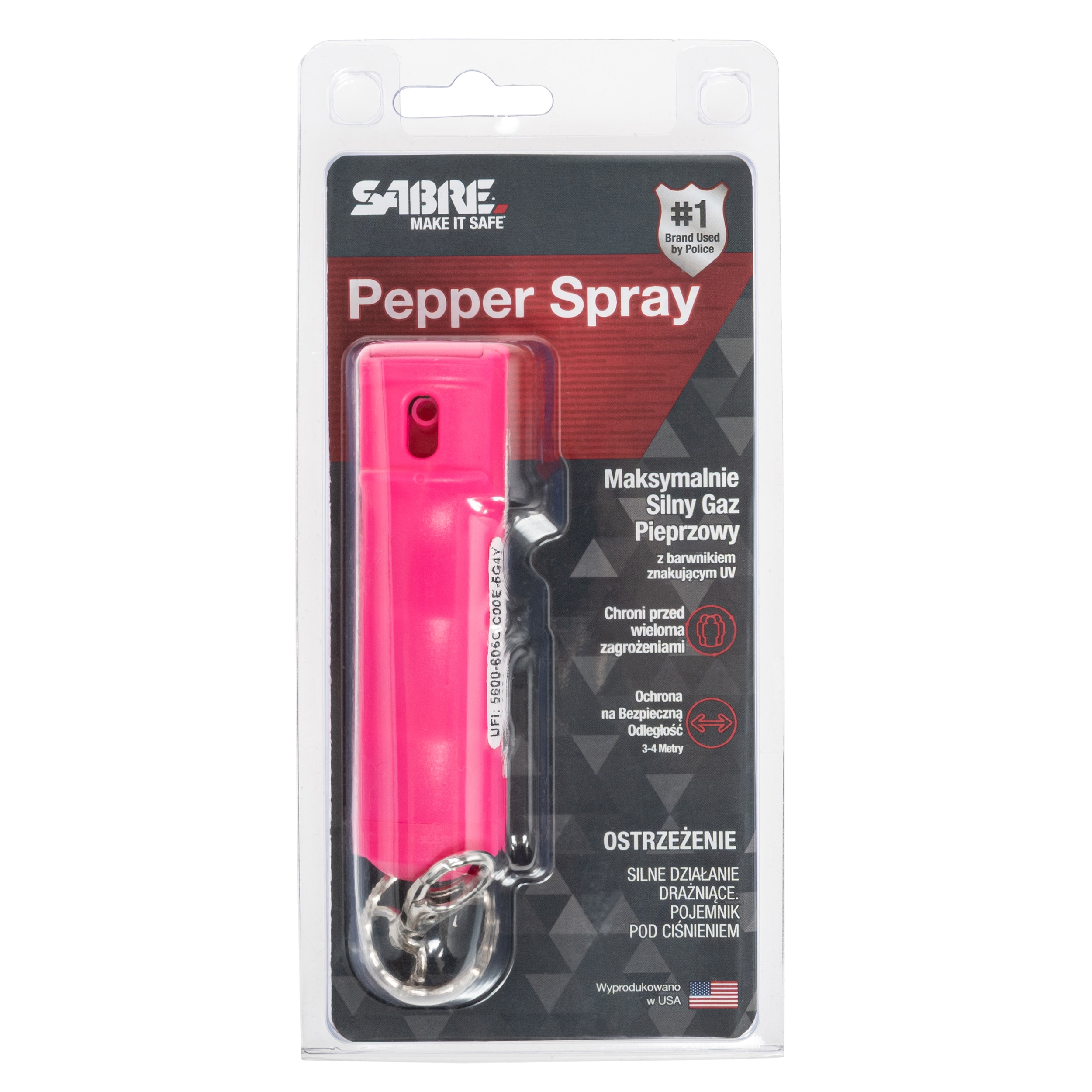 Газовий балончик Sabre Finger Grip Flip Key Ring Pink 15,9 мл - гель