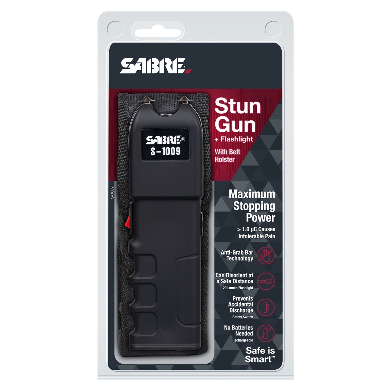 Електрошокер з ліхтариком Sabre S-1009 Anti-Grab Bar - Black