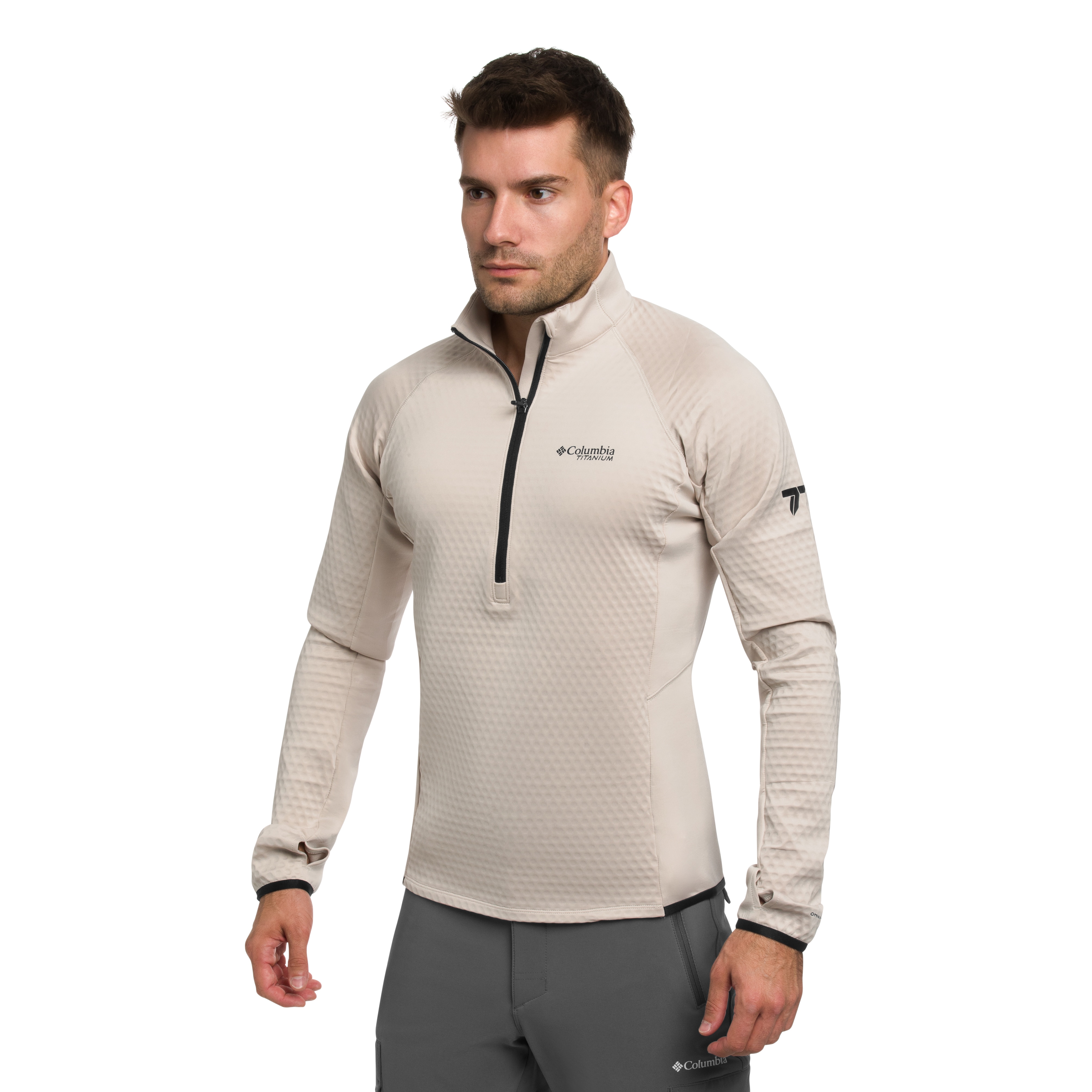 Polar Columbia Crystal Leaf Omni-Heat Helix Technical Half Zip Fleece - Dark Stone/Black