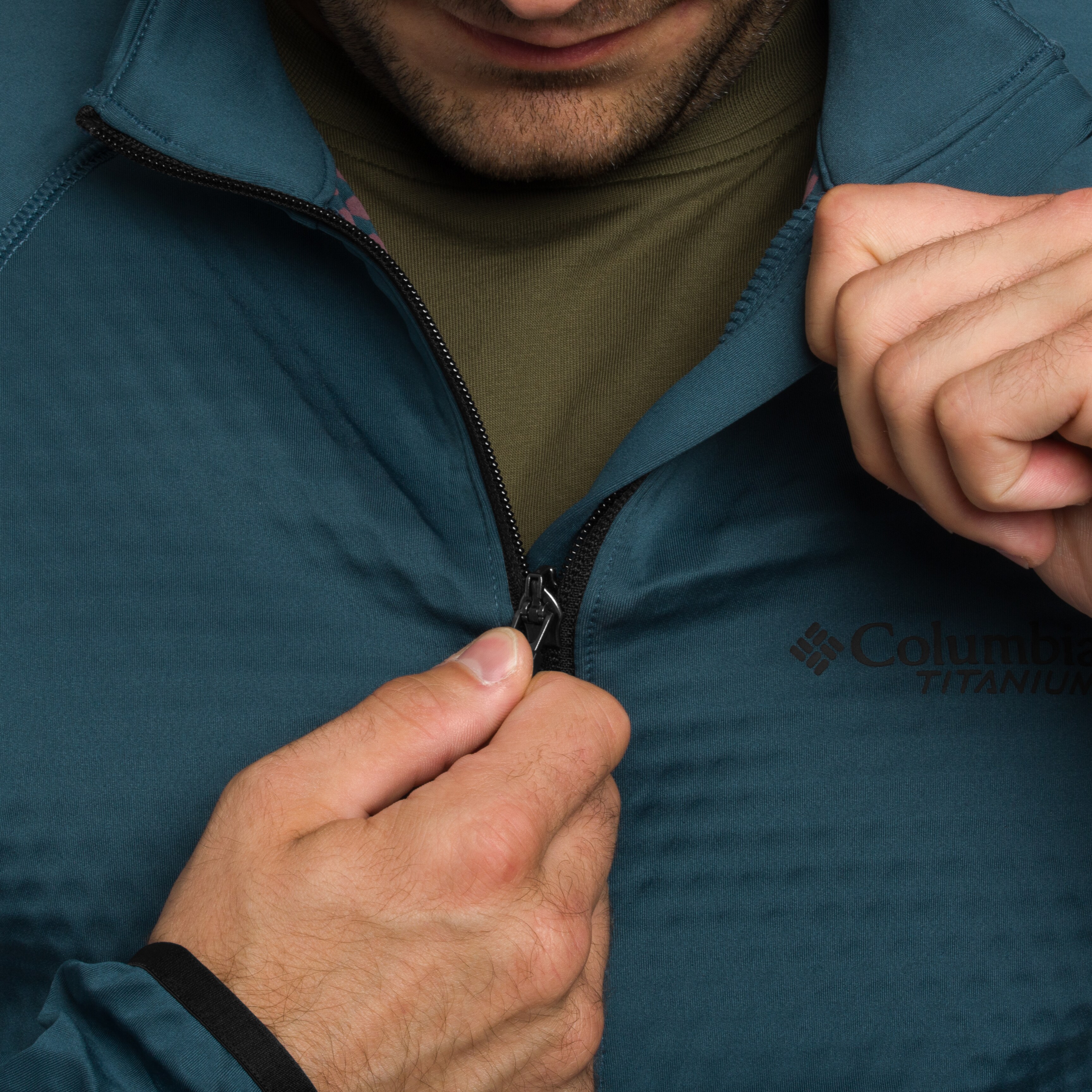 Polar Columbia Crystal Leaf Omni-Heat Helix Technical Half Zip Fleece - Everblue/Black