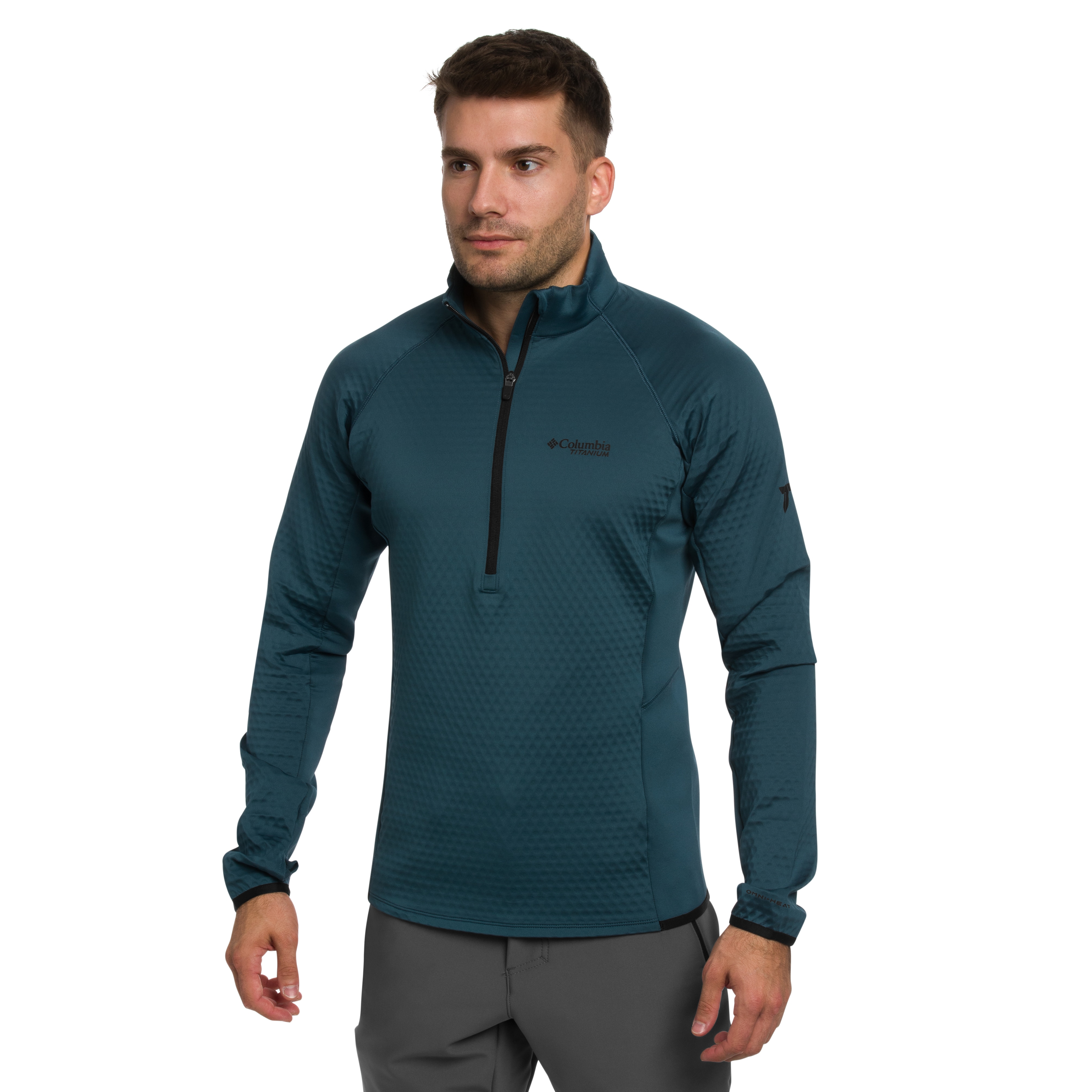 Polar Columbia Crystal Leaf Omni-Heat Helix Technical Half Zip Fleece - Everblue/Black