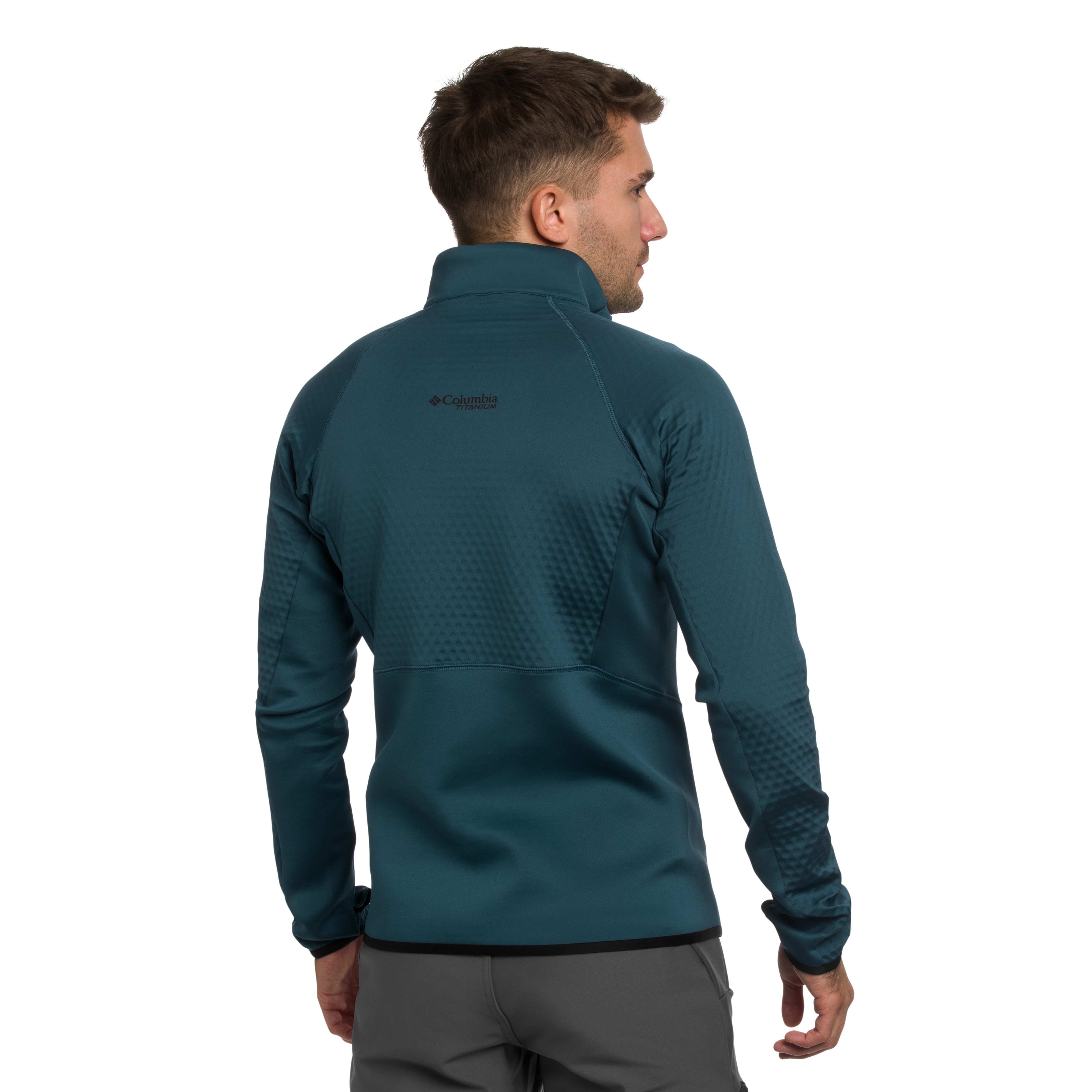 Polar Columbia Crystal Leaf Omni-Heat Helix Technical Half Zip Fleece - Everblue/Black