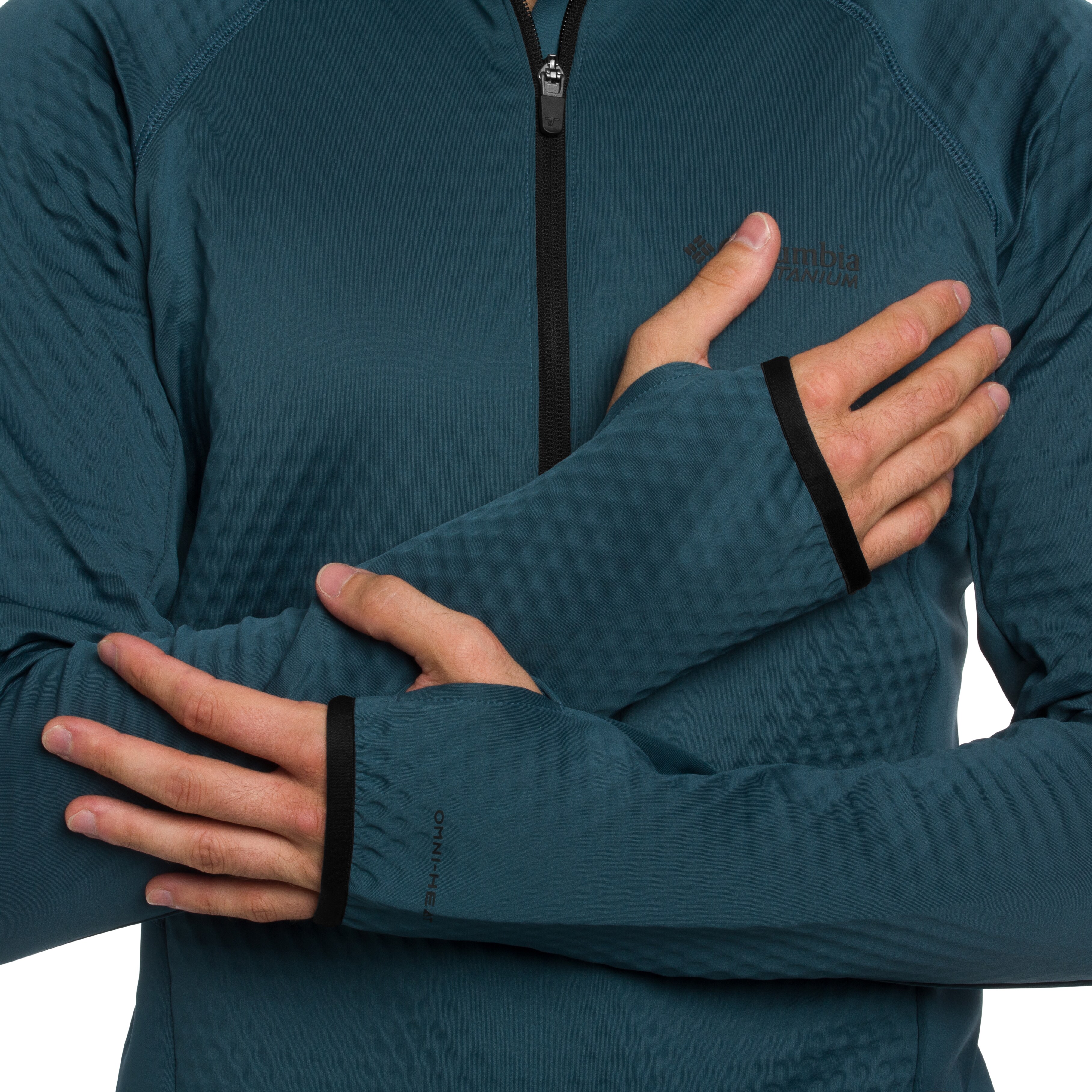 Polar Columbia Crystal Leaf Omni-Heat Helix Technical Half Zip Fleece - Everblue/Black
