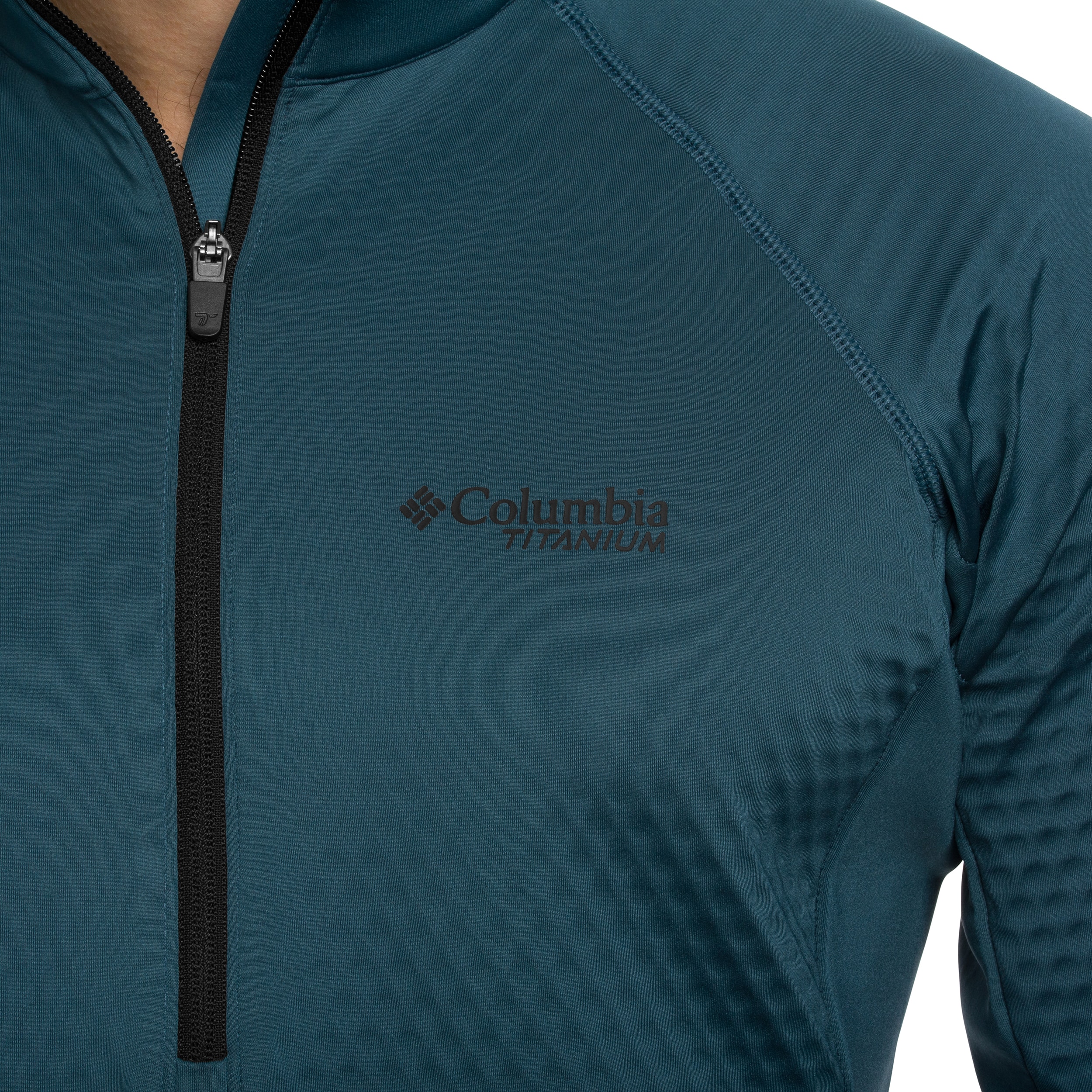 Polar Columbia Crystal Leaf Omni-Heat Helix Technical Half Zip Fleece - Everblue/Black
