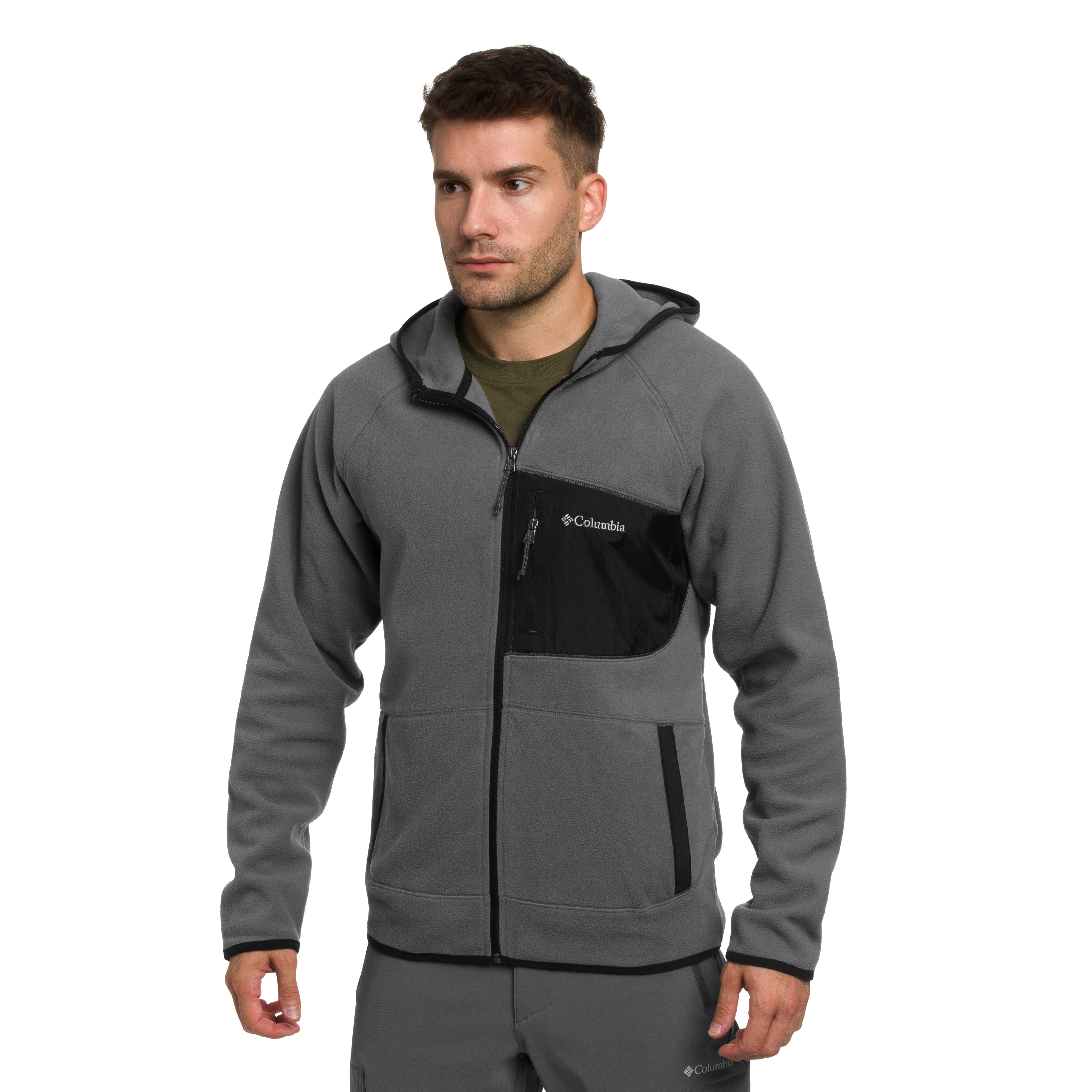 Флісова кофта Columbia Fast Trek Overlay Hooded - City Grey/Black