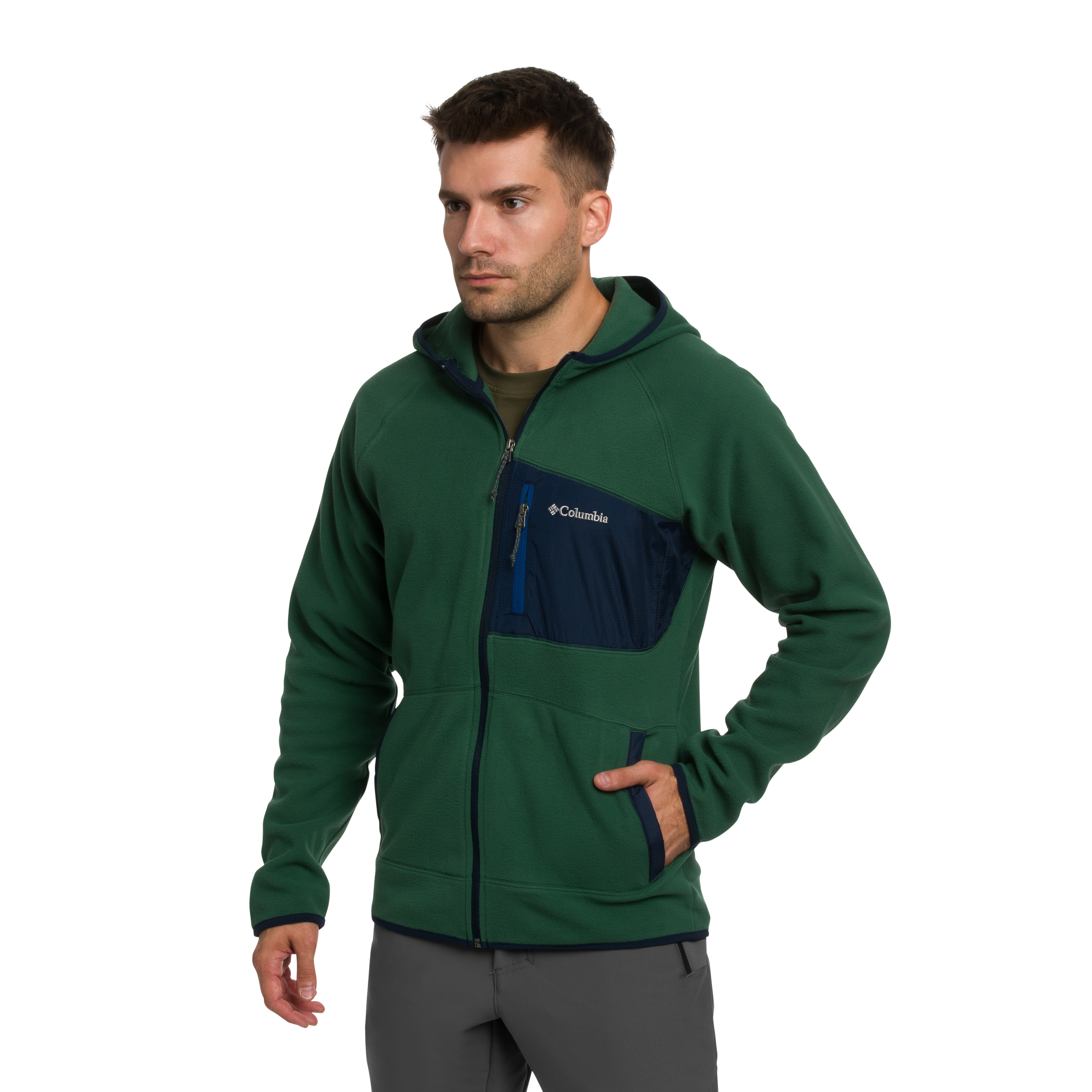 Polar Columbia Fast Trek Overlay Hooded - Rain Forest/Coll Navy