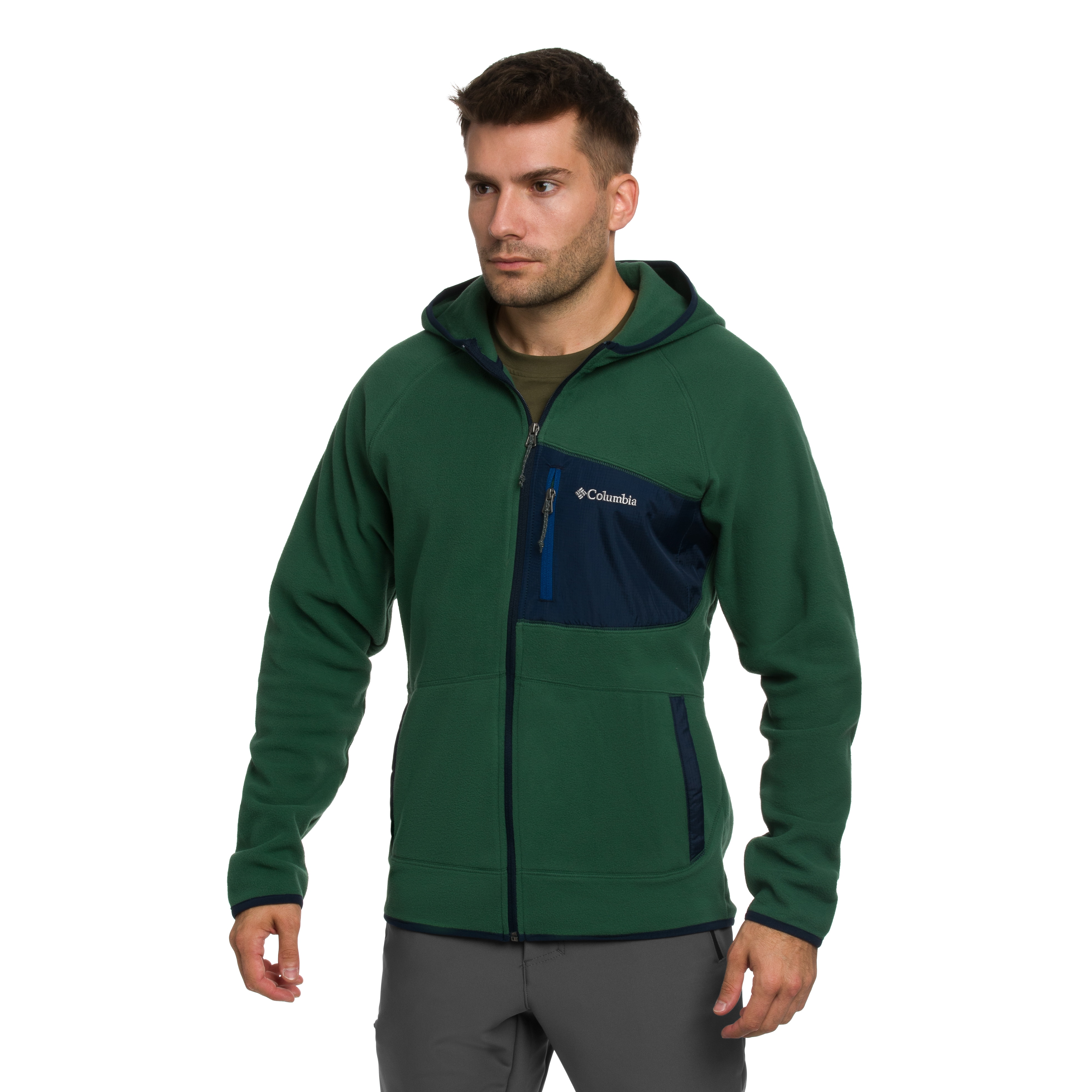 Polar Columbia Fast Trek Overlay Hooded - Rain Forest/Coll Navy