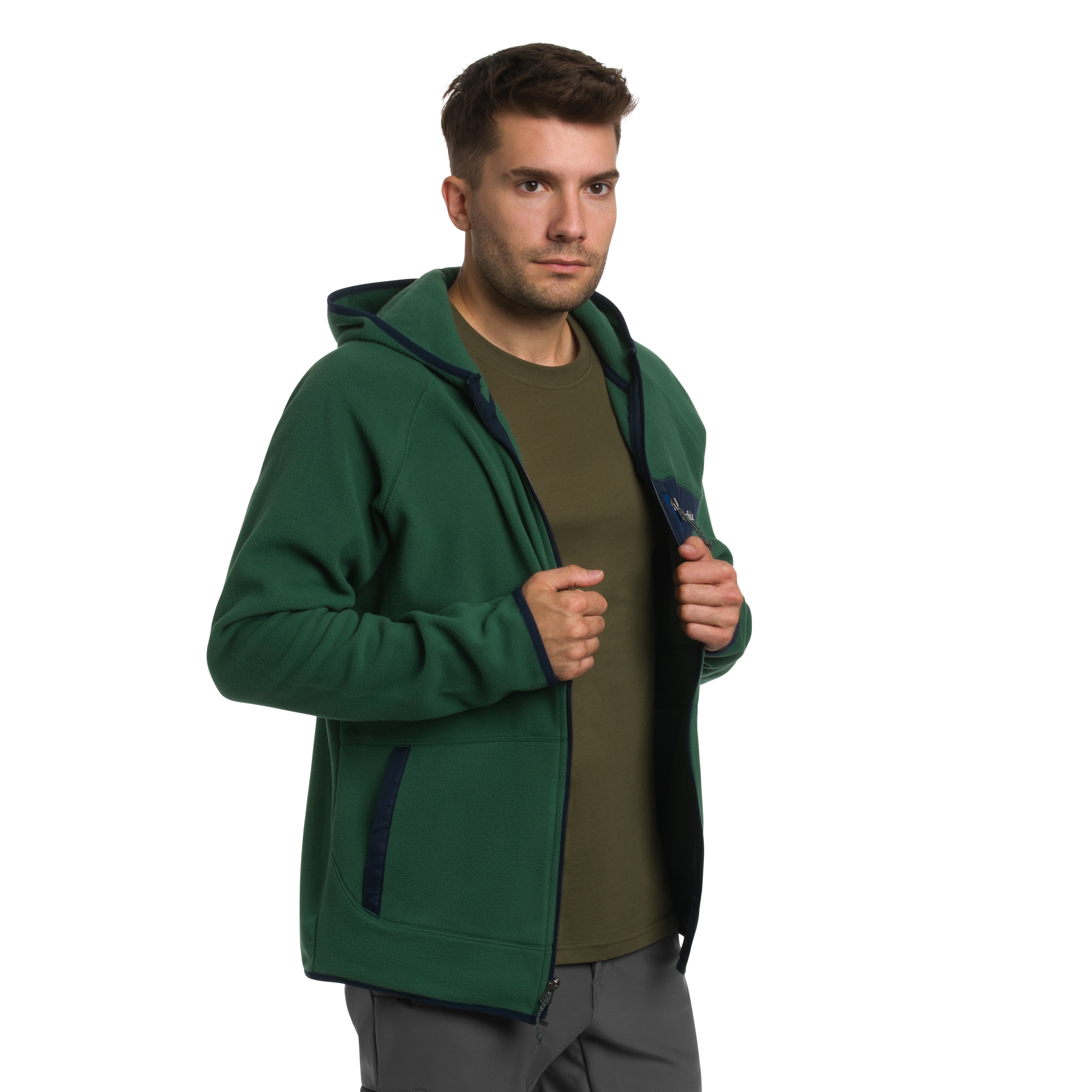 Polar Columbia Fast Trek Overlay Hooded - Rain Forest/Coll Navy