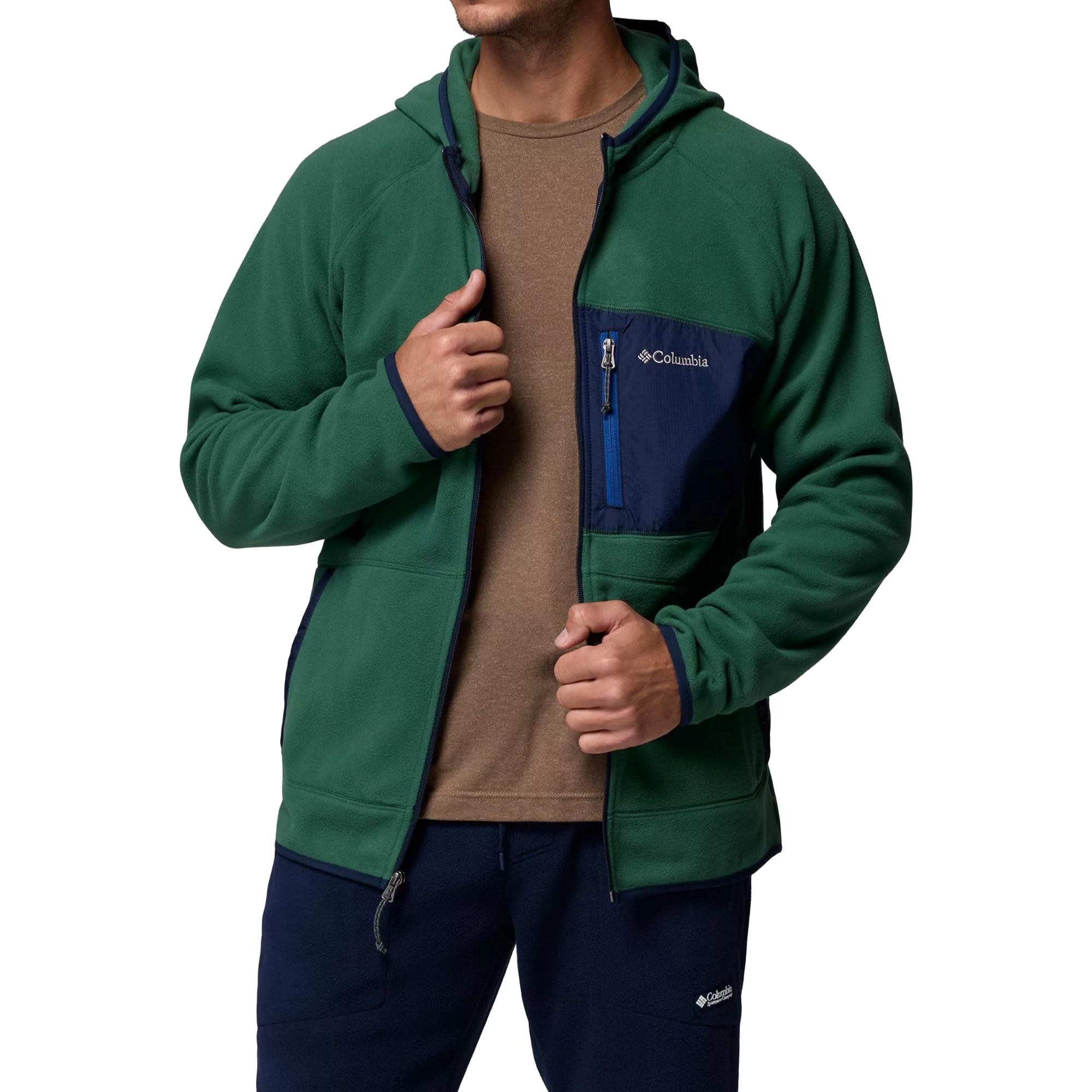 Polar Columbia Fast Trek Overlay Hooded - Rain Forest/Coll Navy