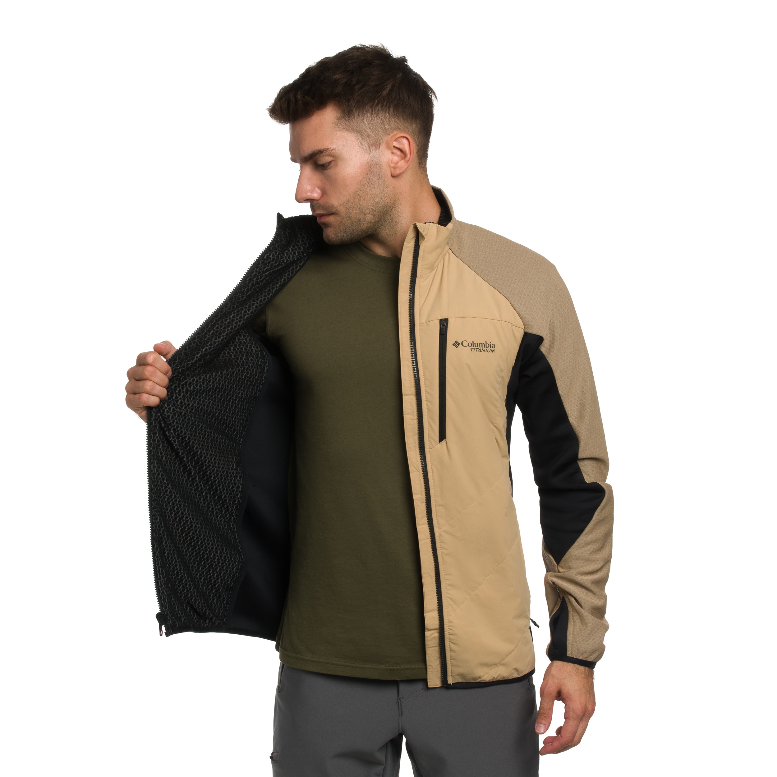 Kurtka Columbia Arctic Crest Hybrid Technical Fleece - Canoe/Black