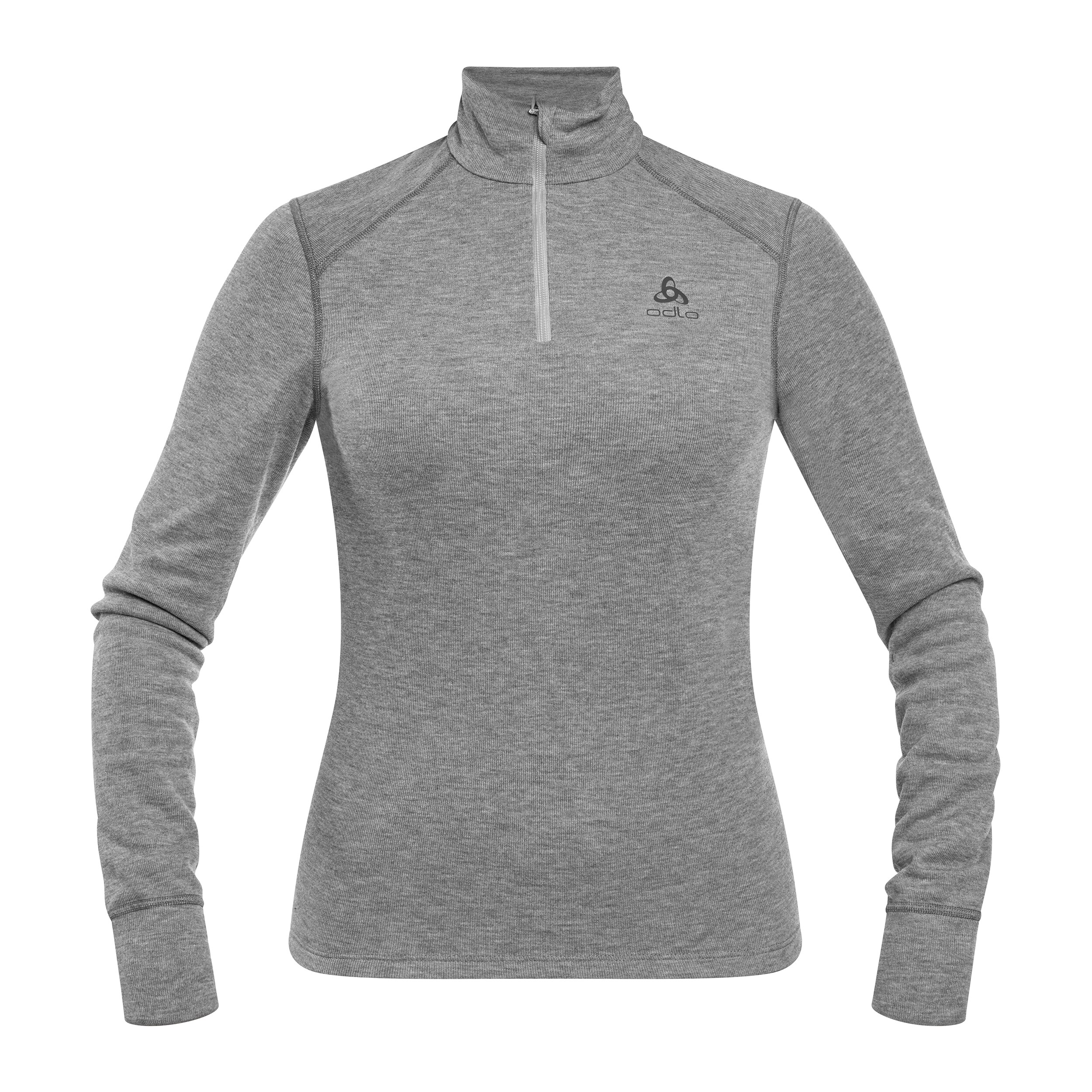 Koszulka termoaktywna damska Odlo Active Warm Base Layer Half-Zip - Grey Melange