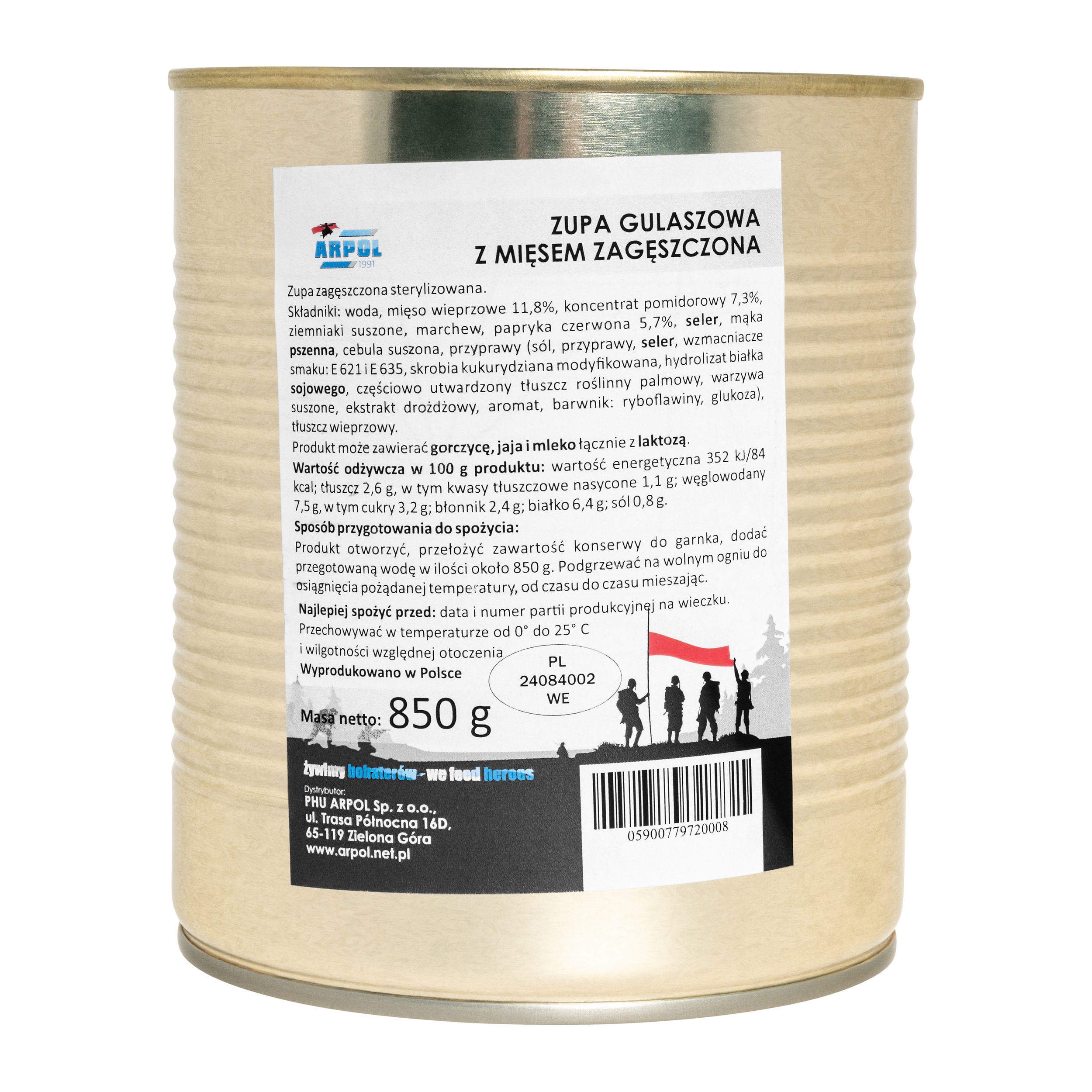 Chleb pytlowy 700 g + zupa gulaszowa z mięsem zagęszczona 850 g - zestaw
