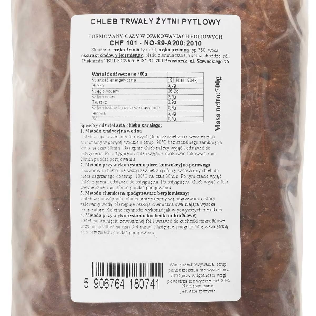 Chleb wojskowy pytlowy trwały 24 miesiące - 5 x 700 g