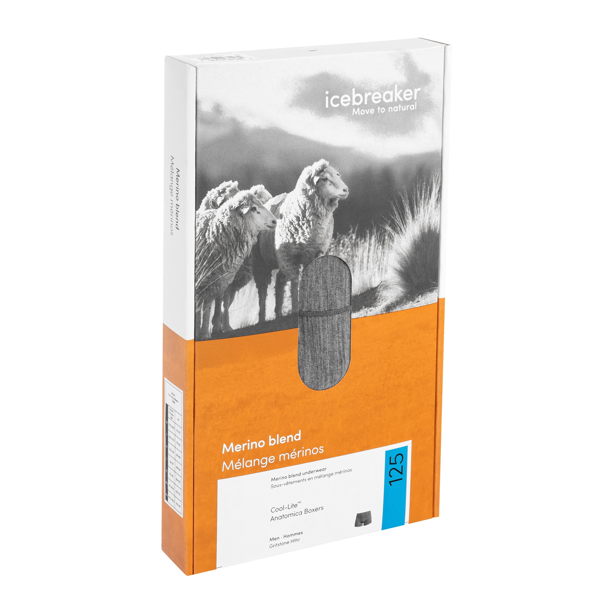 Bokserki Icebreaker Merino Blend 125 Cool-Lite Anatomica - Gritstone Heather