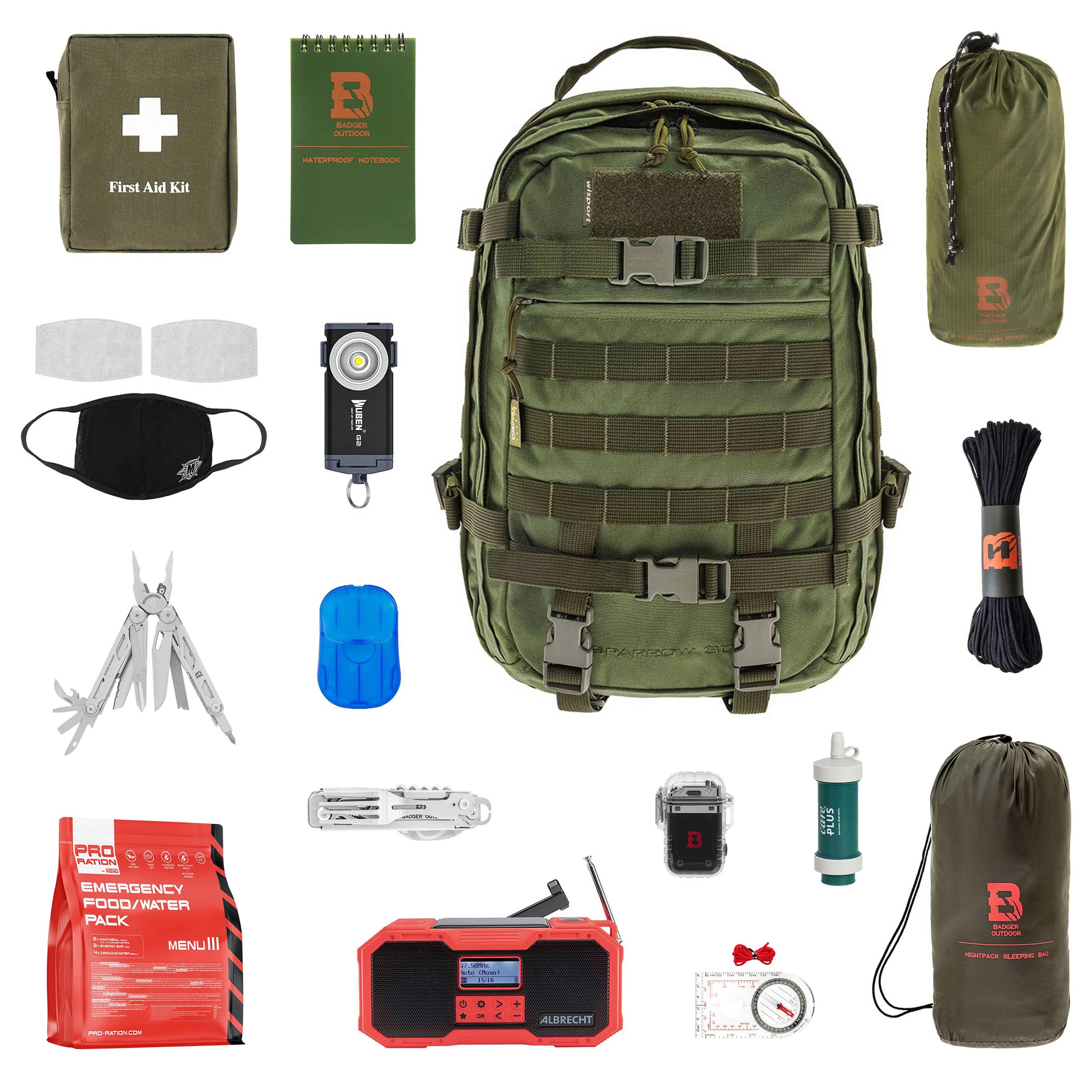 Plecak RCB Wisport Sparrow II 30 l Olive Green - z wyposażeniem