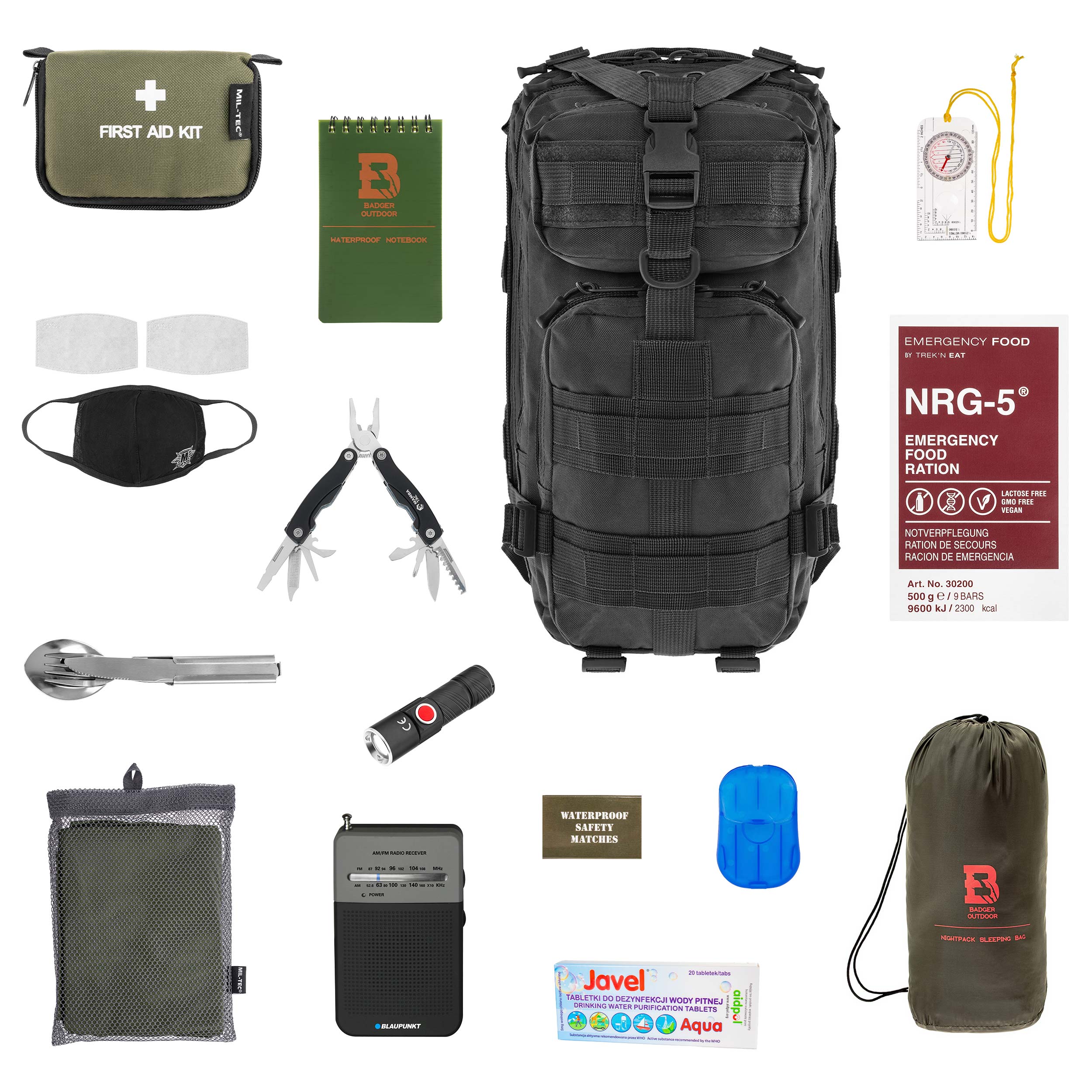 Plecak RCB Badger Outdoor Recon 25 l Black - z wyposażeniem