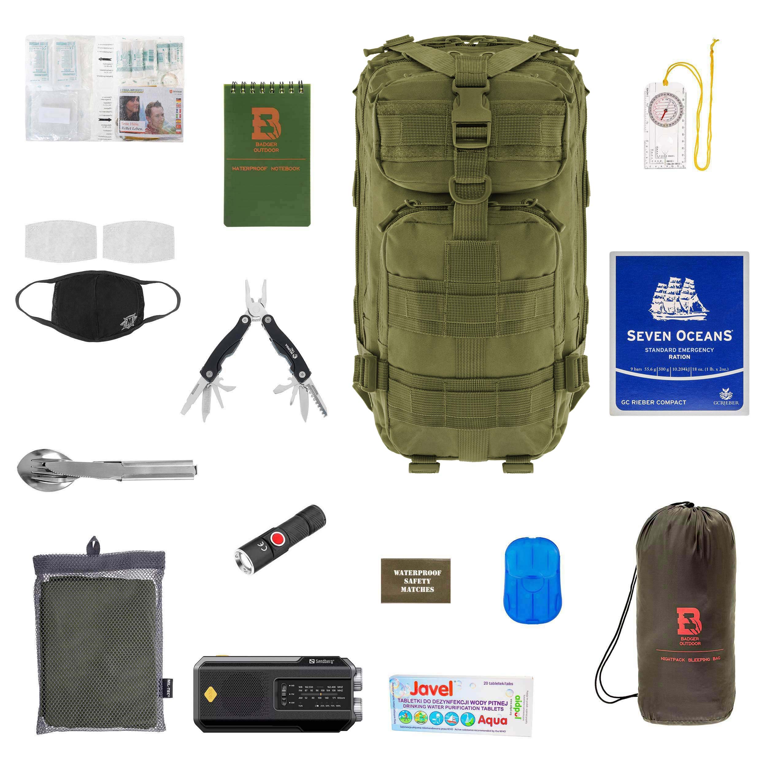 Plecak RCB Badger Outdoor Recon 25 l Olive - z wyposażeniem
