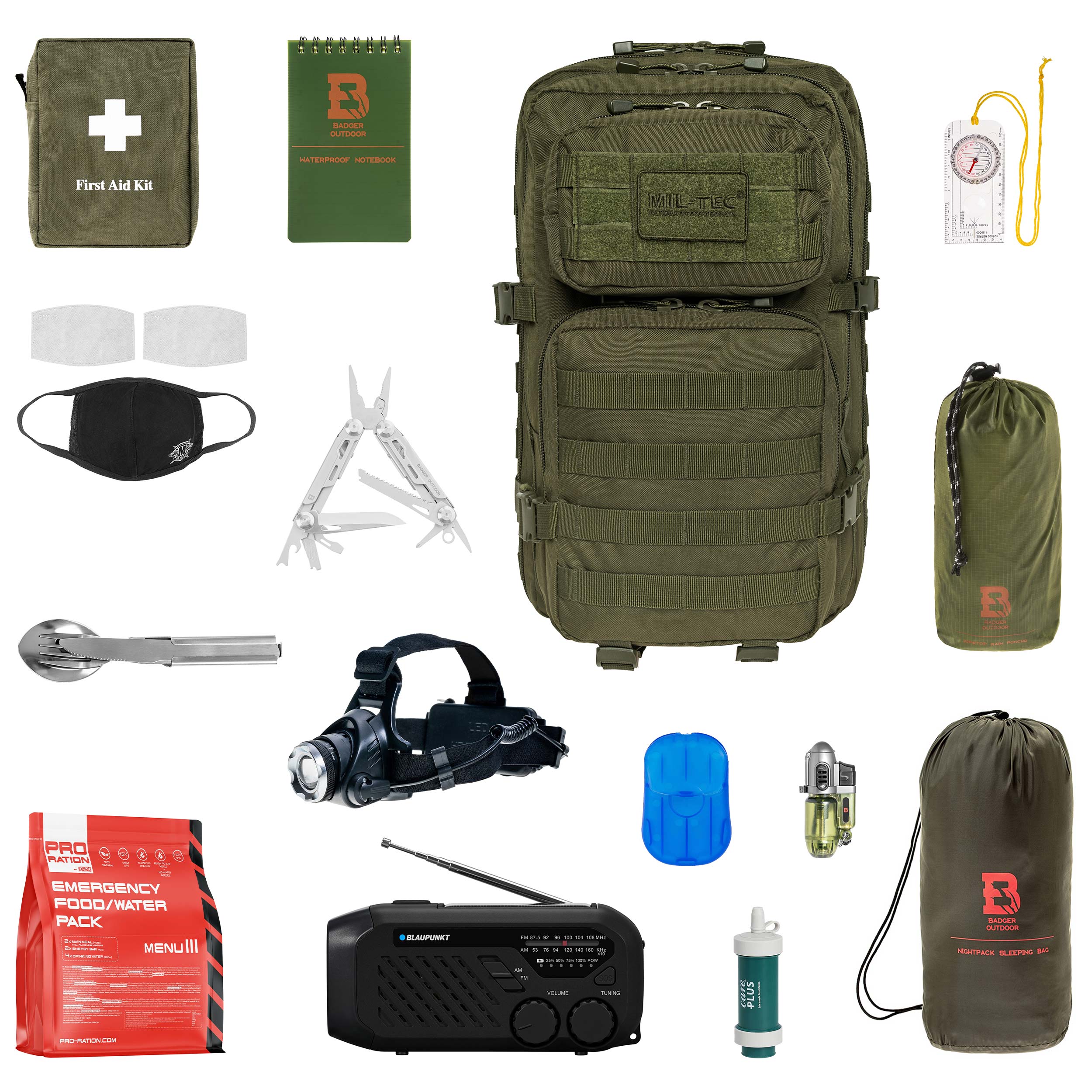 Plecak RCB Mil-Tec Assault Pack Large 36 l Olive - z wyposażeniem