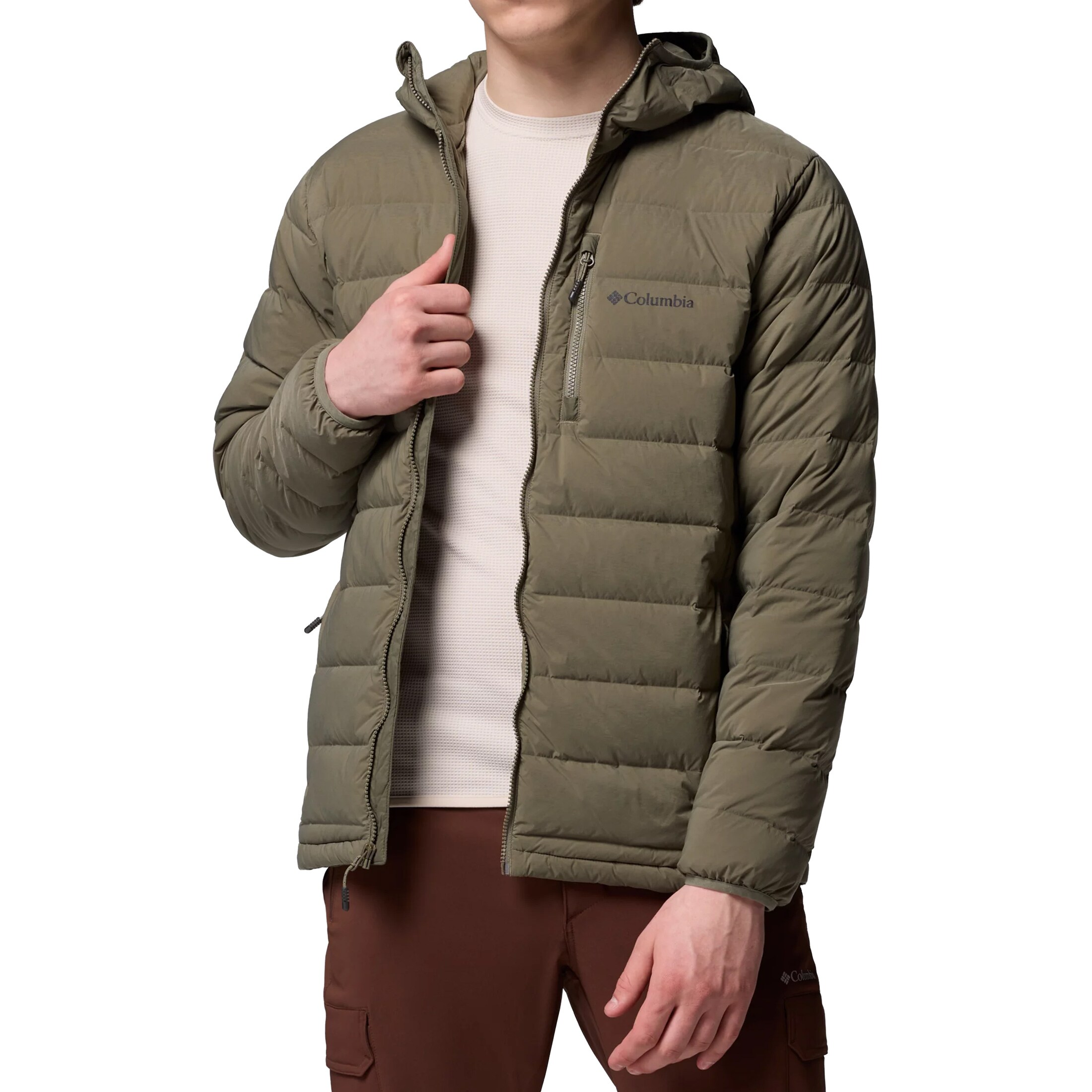 Kurtka Columbia Drift Peak Stretch Down Hooded - Stone Green