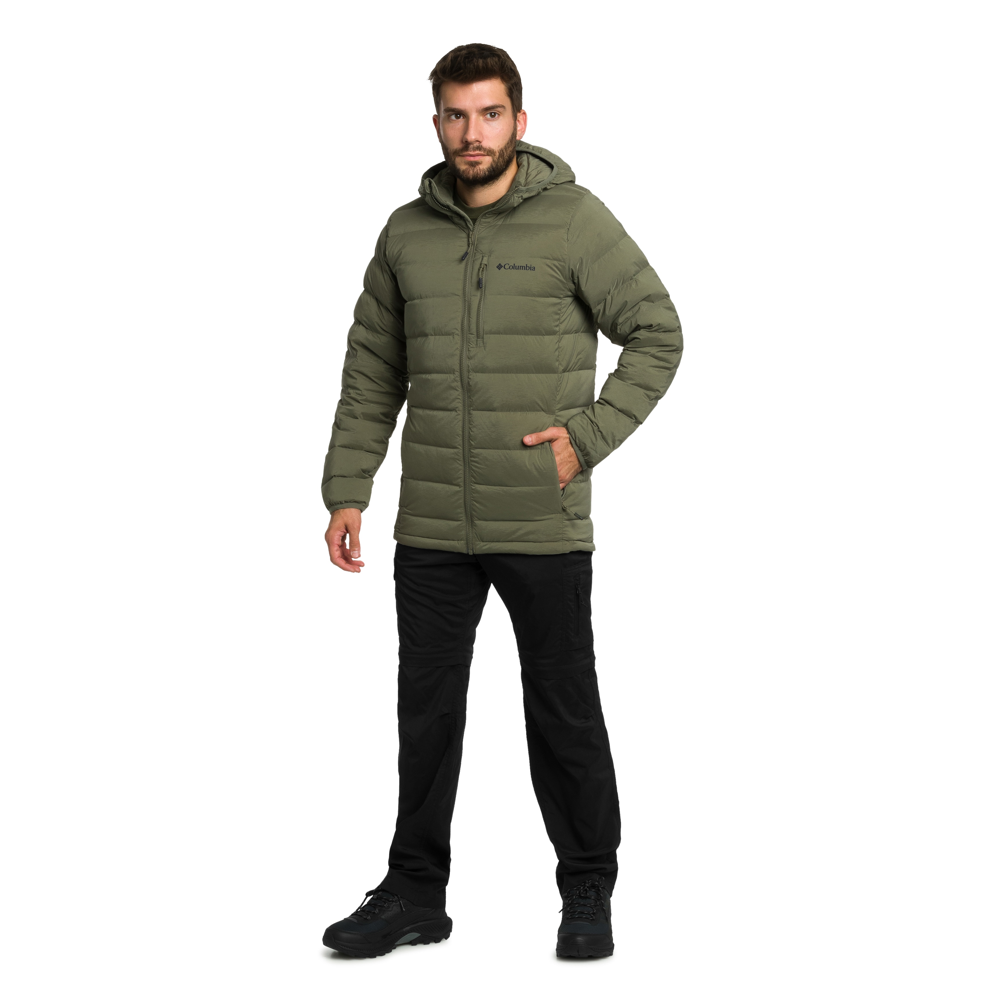 Kurtka Columbia Drift Peak Stretch Down Hooded - Stone Green