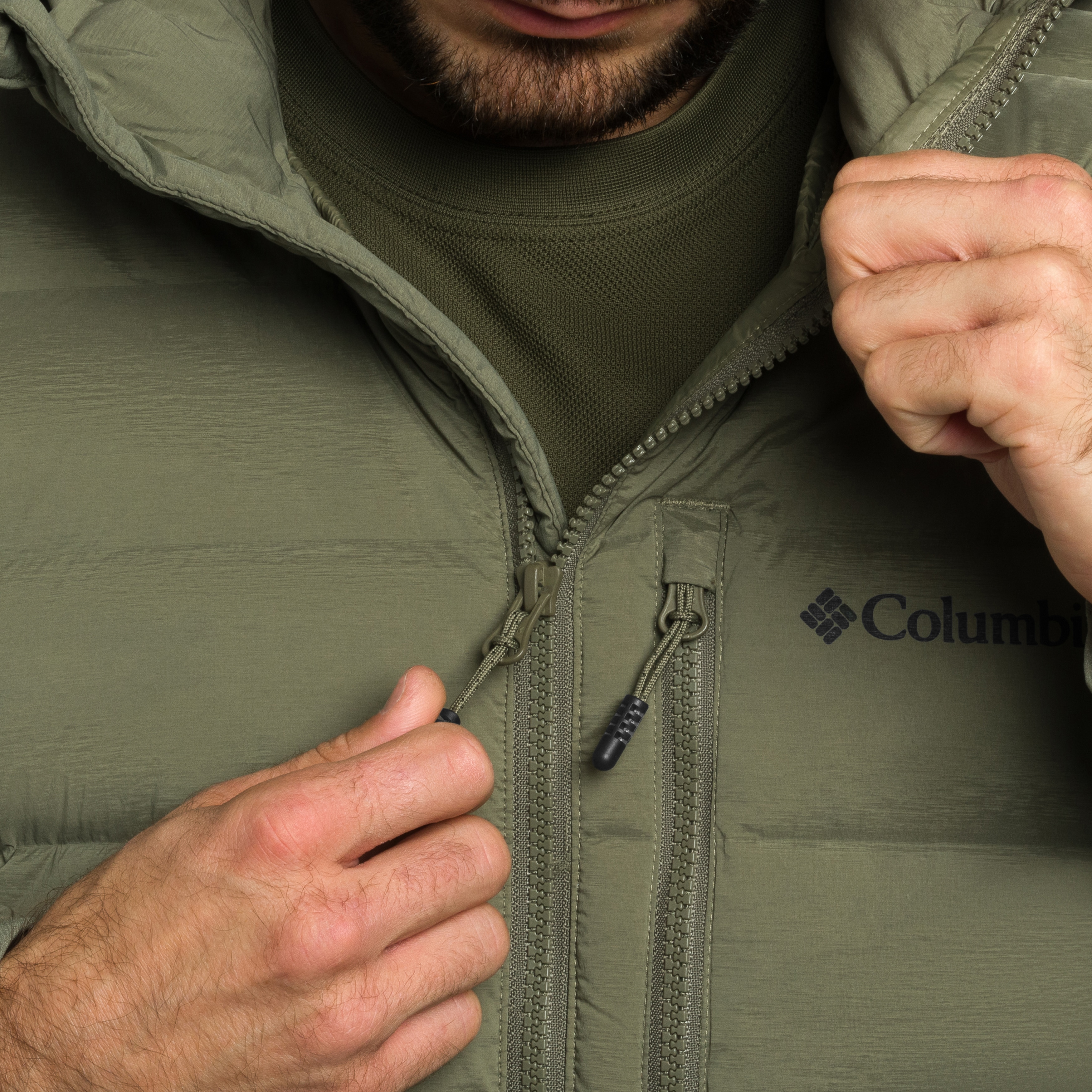 Kurtka Columbia Drift Peak Stretch Down Hooded - Stone Green