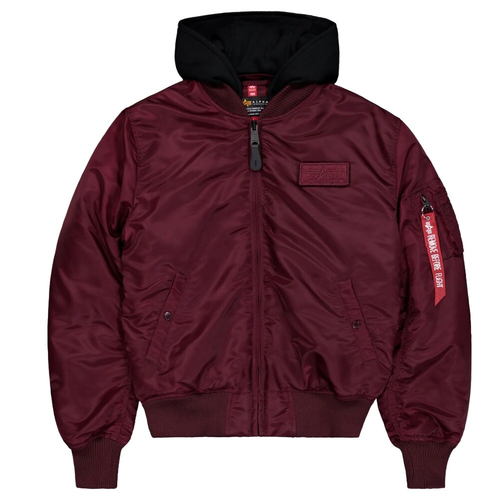 Kurtka Alpha Industries MA-1 Zip Hood Backprint Bomber - Dark Cherry
