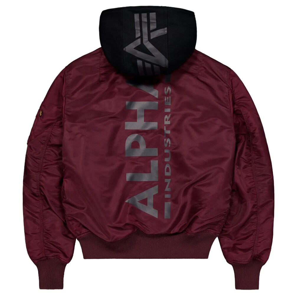 Kurtka Alpha Industries MA-1 Zip Hood Backprint Bomber - Dark Cherry