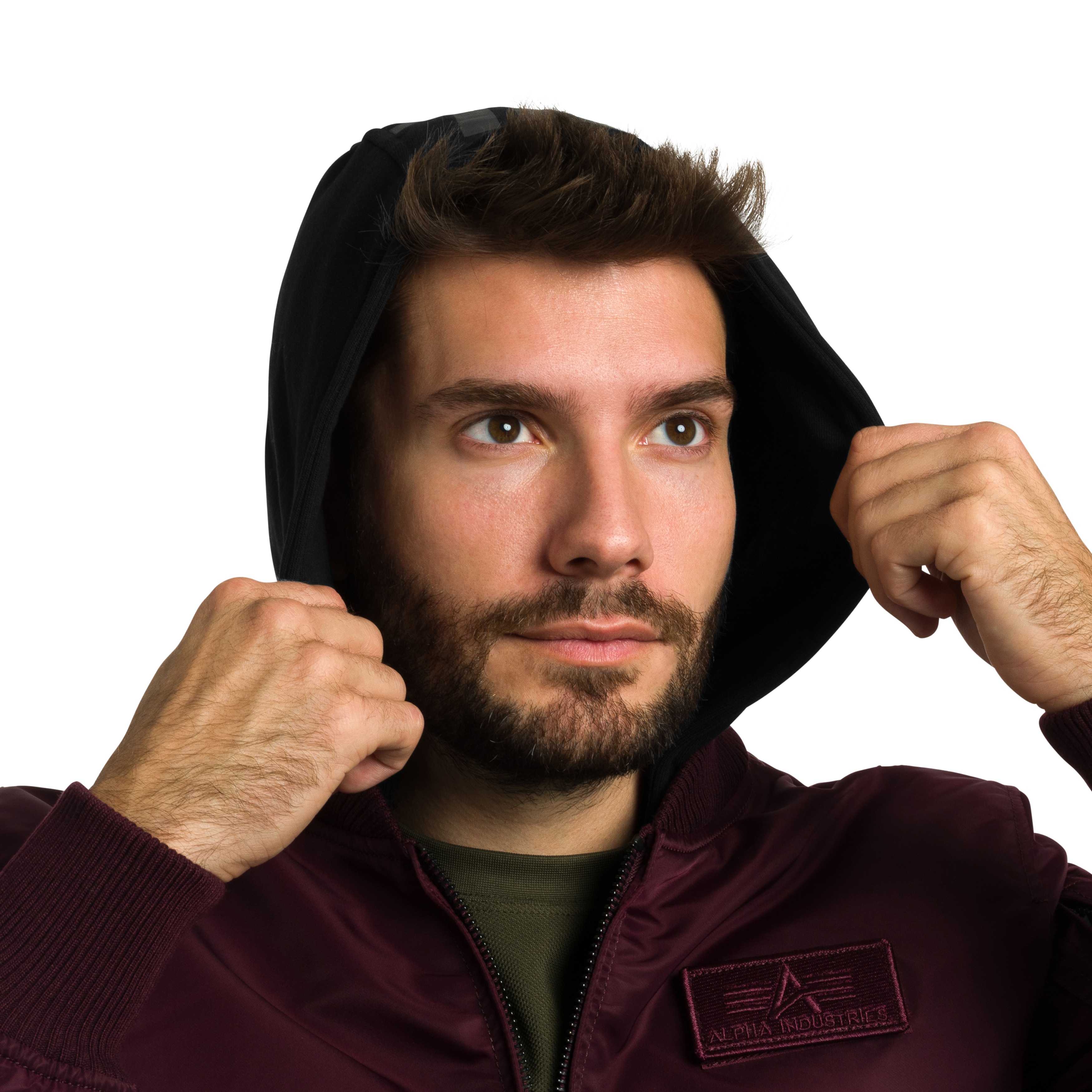 Куртка Alpha Industries MA-1 Zip Hood Backprint Bomber - Dark Cherry