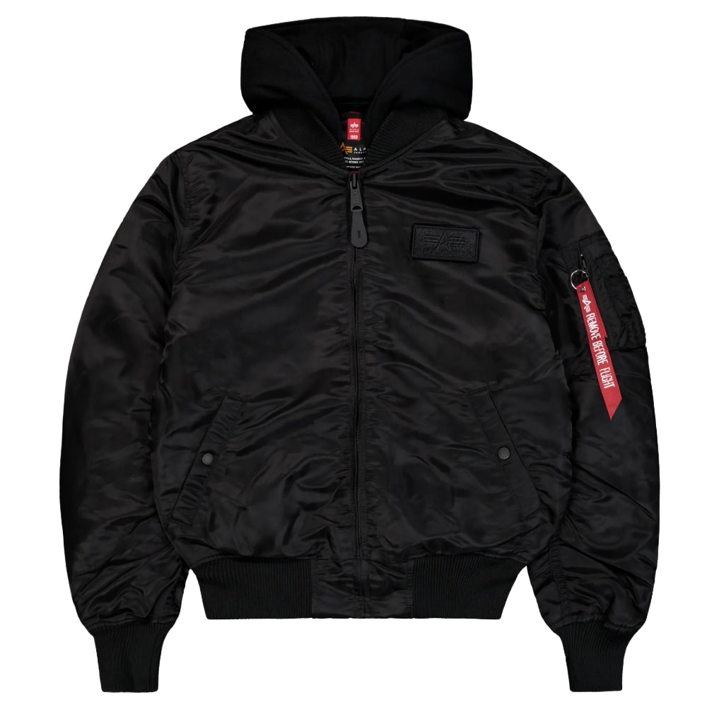 Kurtka Alpha Industries MA-1 Zip Hood Backprint Bomber - Black/White