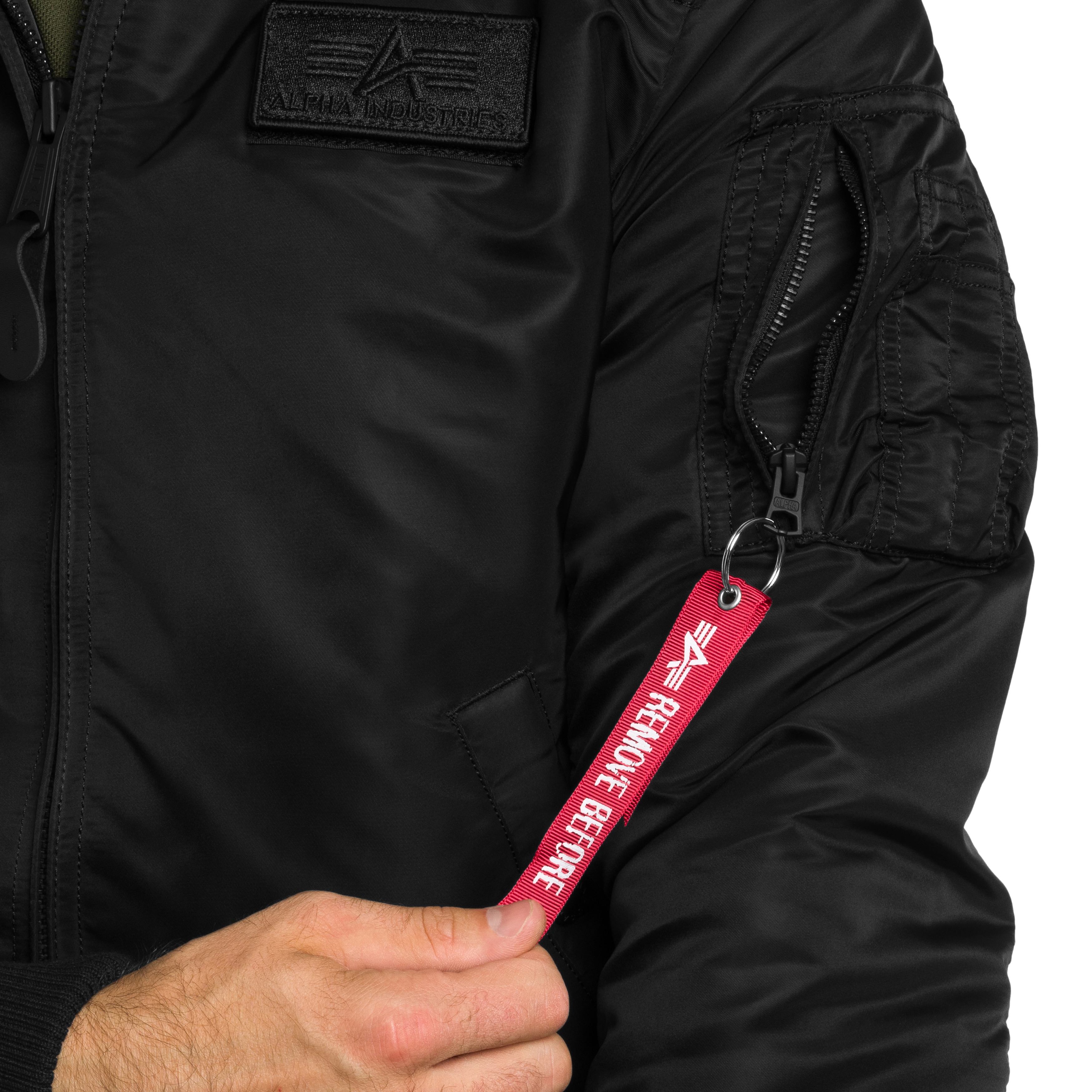 Kurtka Alpha Industries MA-1 Zip Hood Backprint Bomber - Black/White