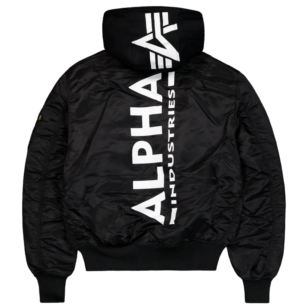 Kurtka Alpha Industries MA-1 Zip Hood Backprint Bomber - Black/White