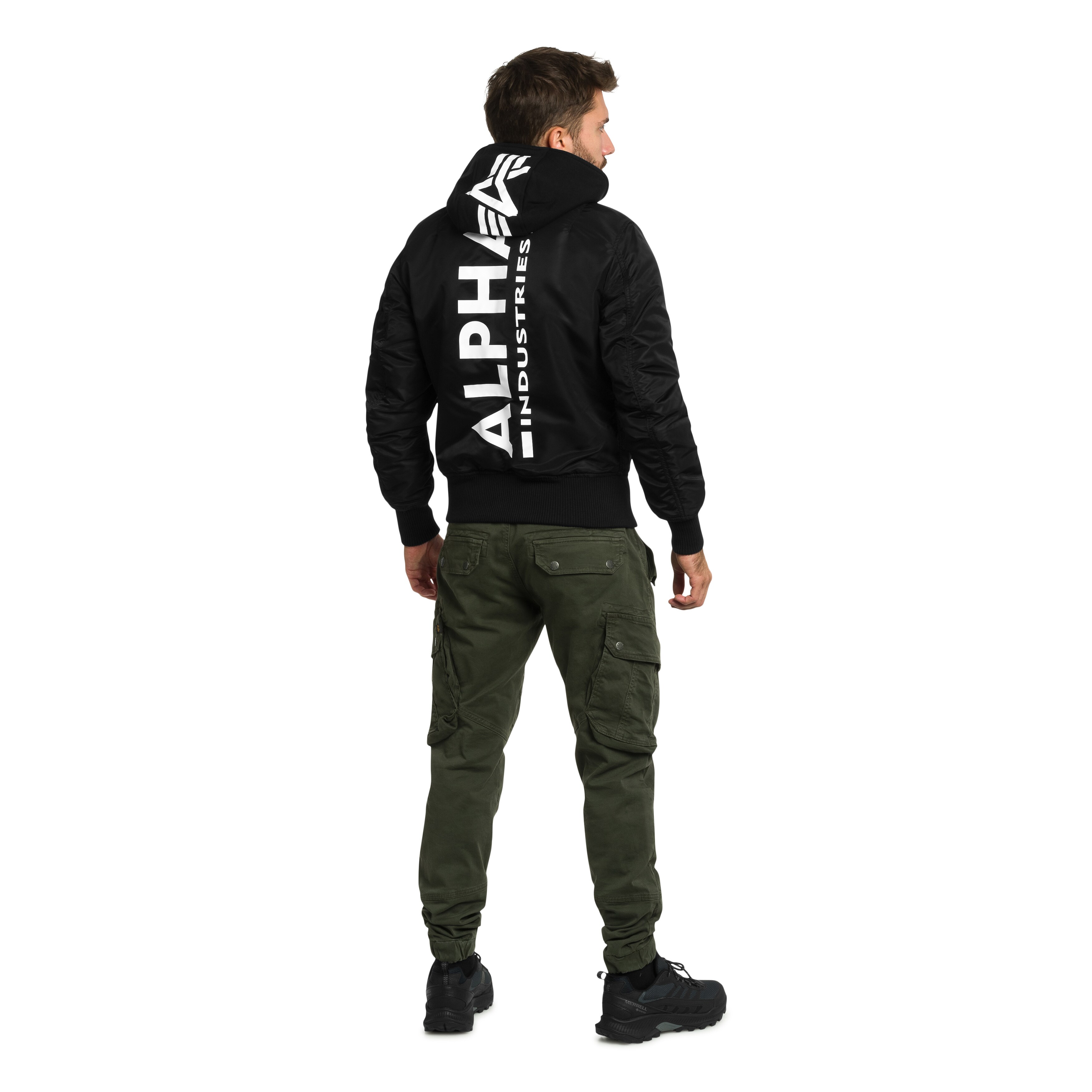 Kurtka Alpha Industries MA-1 Zip Hood Backprint Bomber - Black/White