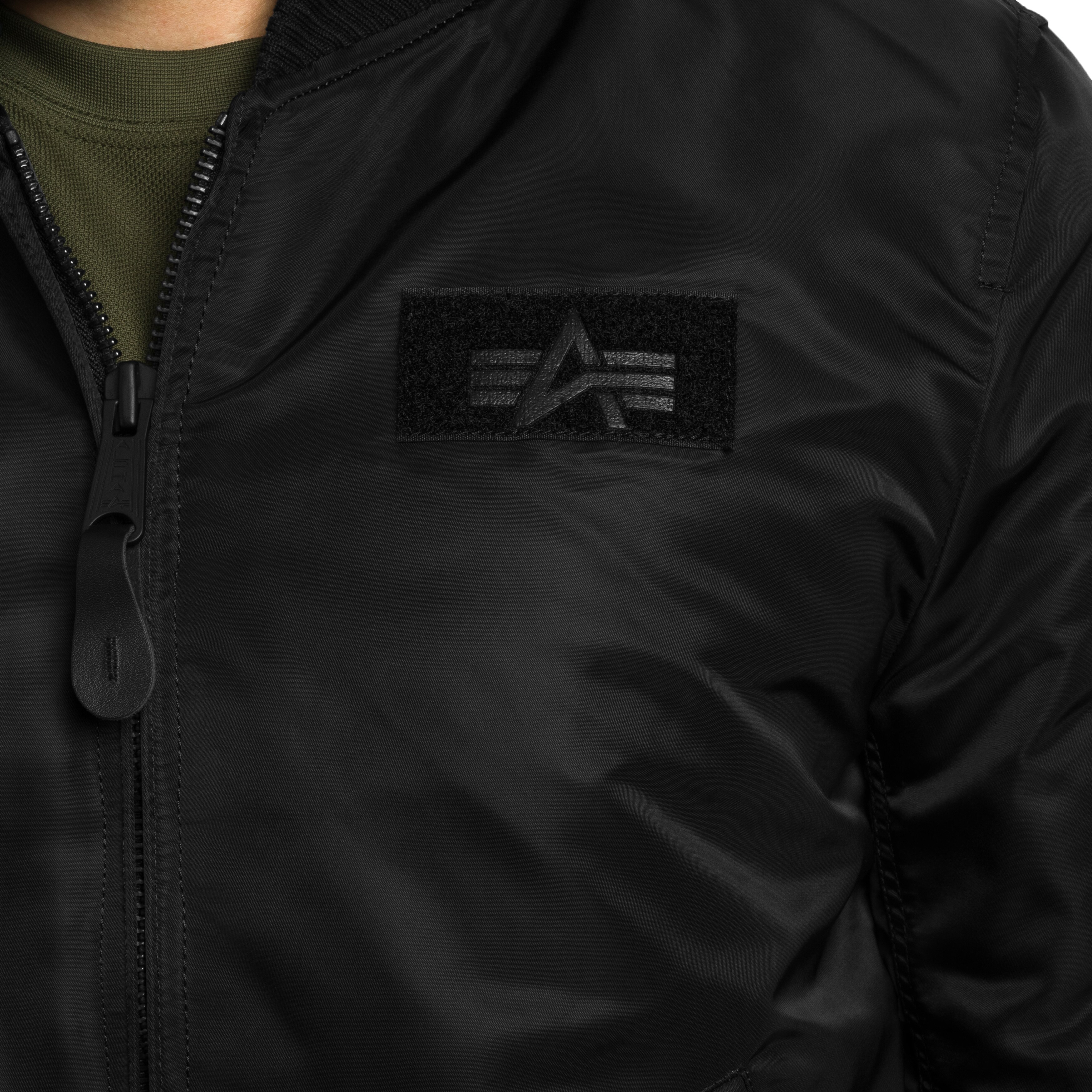 Kurtka Alpha Industries MA-1 Zip Hood Backprint Bomber - Black/White