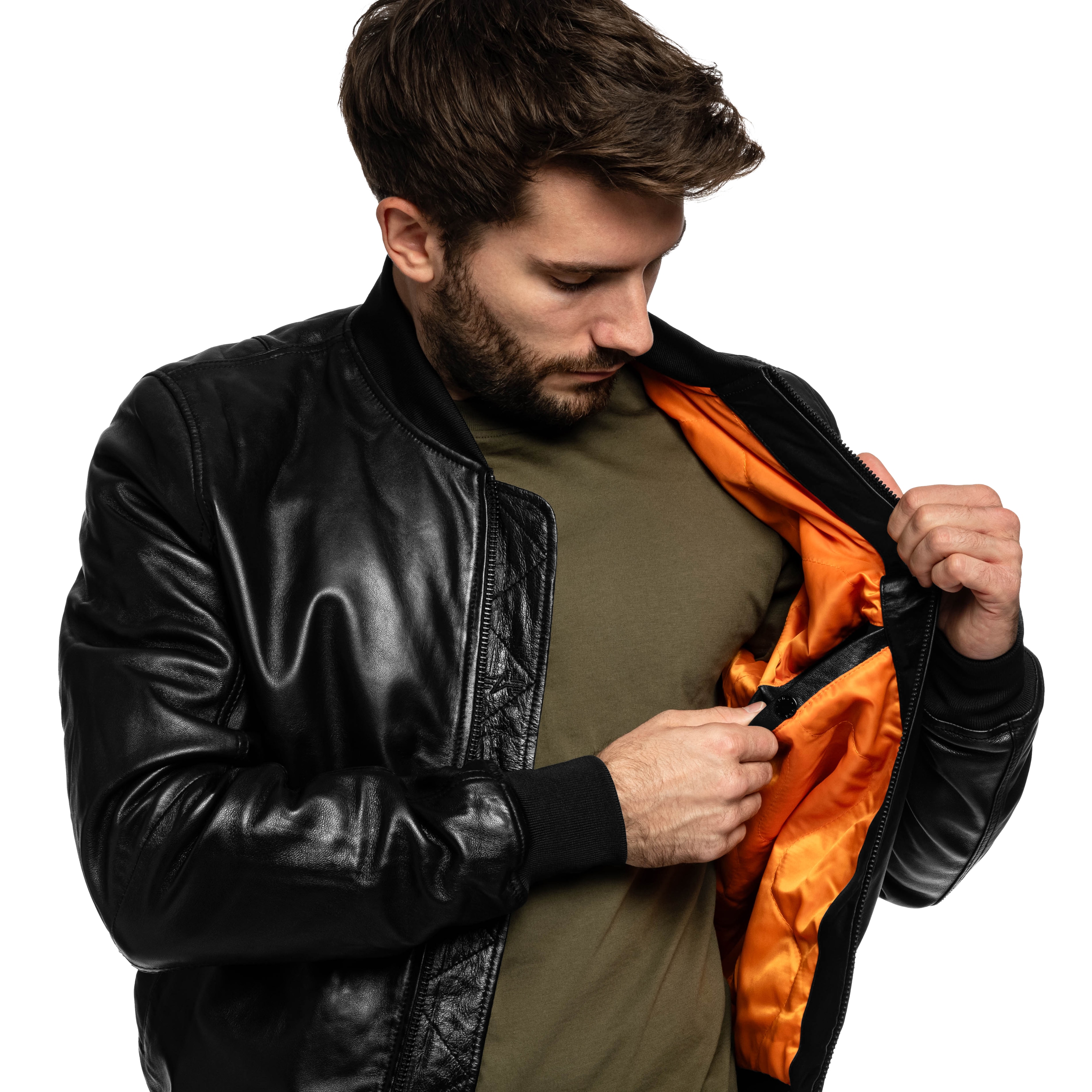 Kurtka Alpha Industries MA-1 Leather Bomber - Black