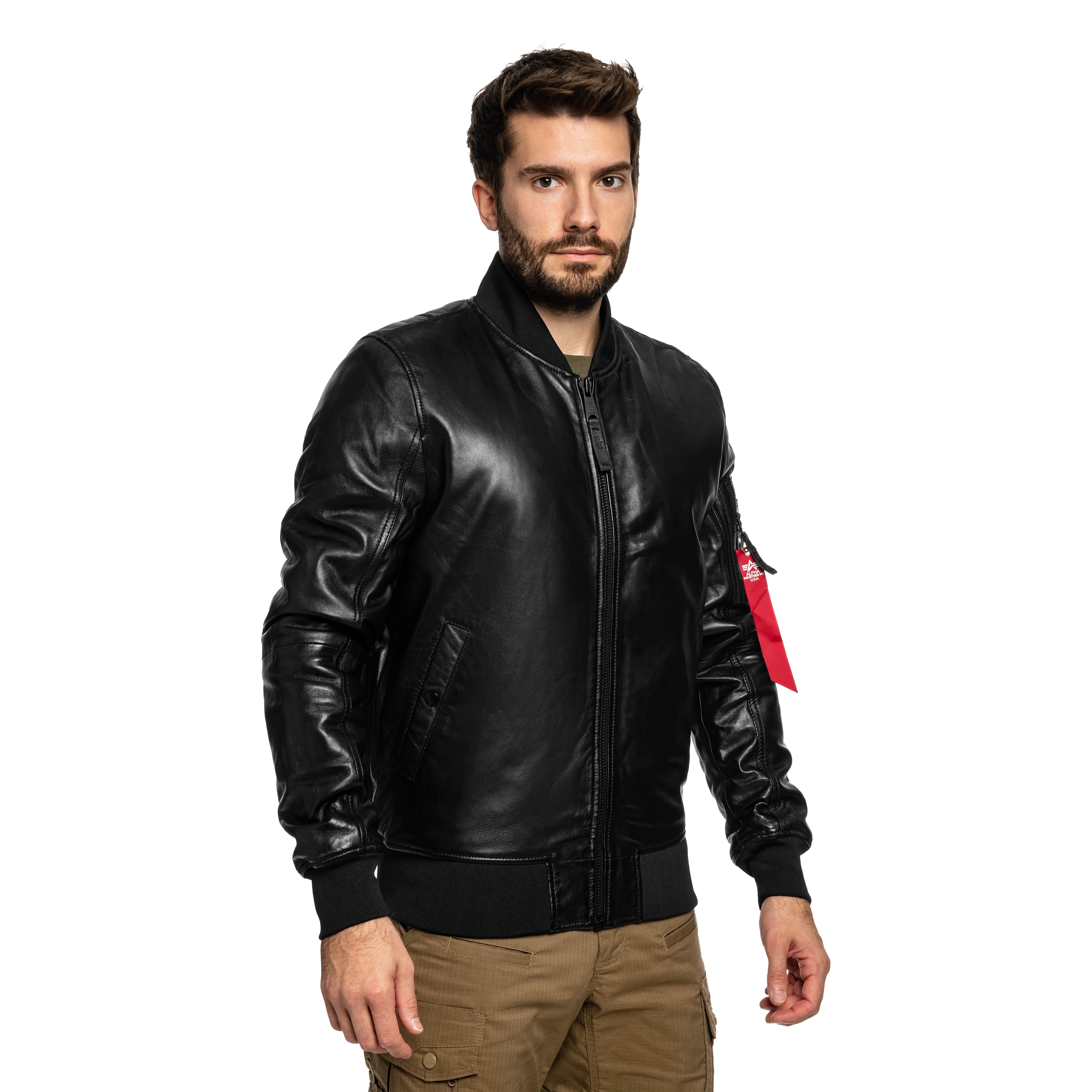 Kurtka Alpha Industries MA-1 Leather Bomber - Black
