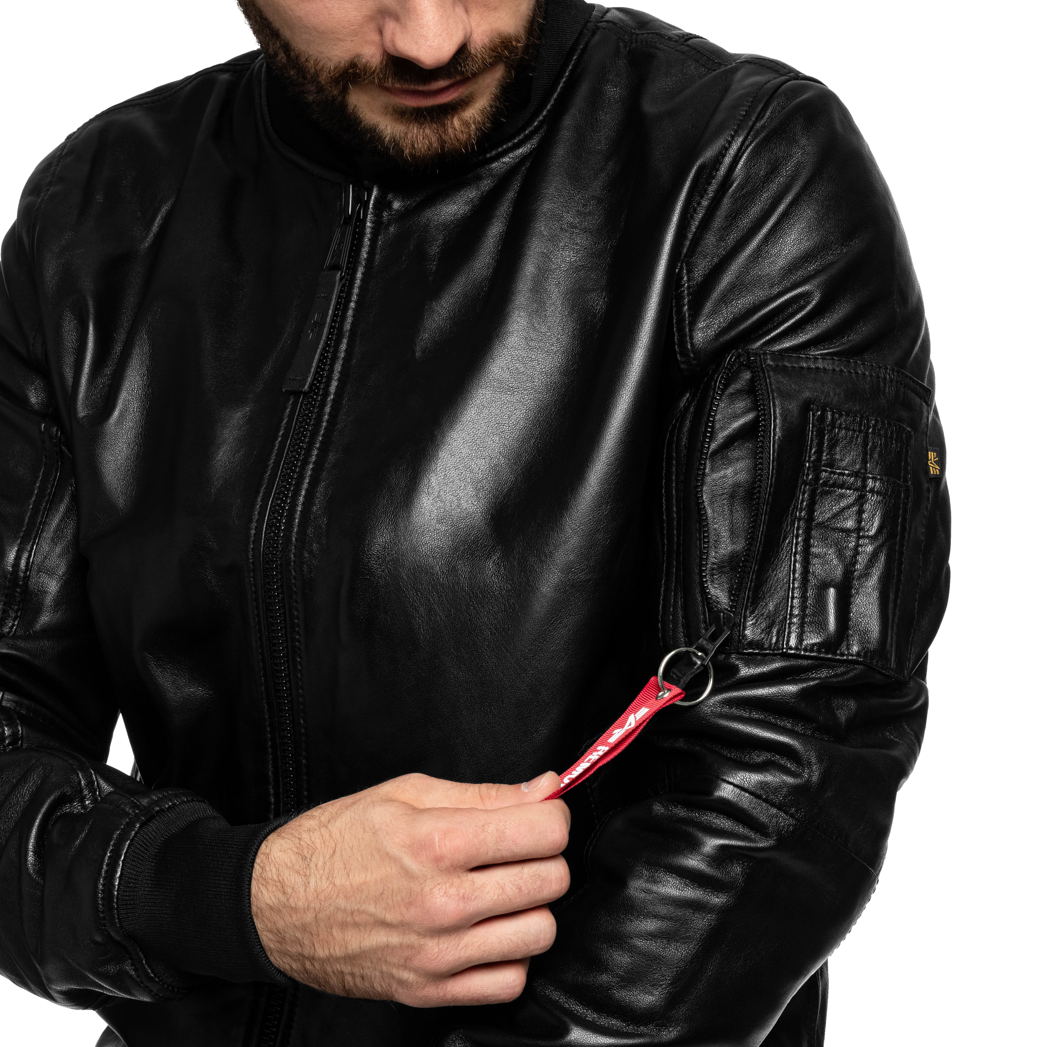 Kurtka Alpha Industries MA-1 Leather Bomber - Black