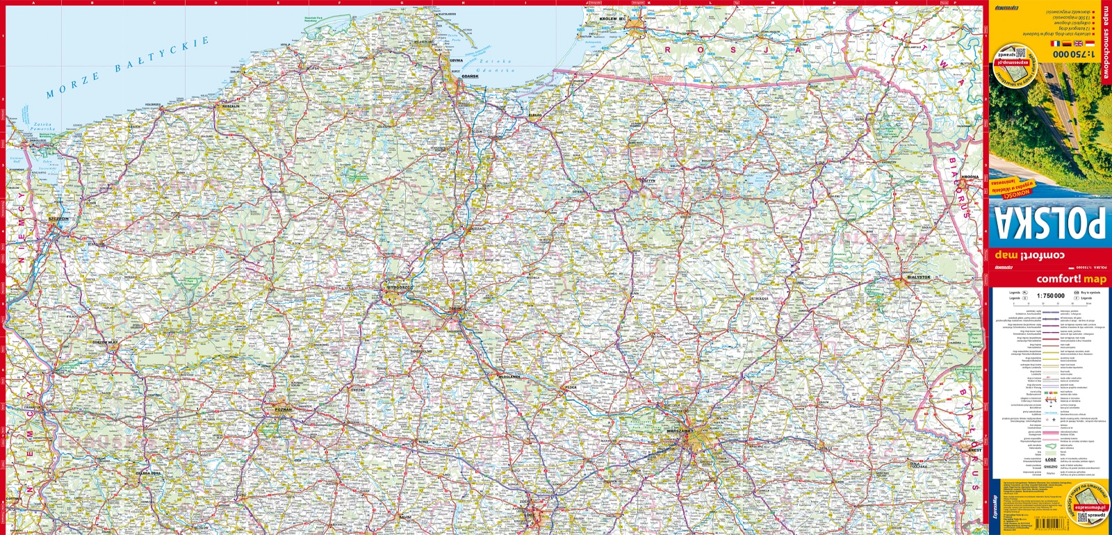 Mapa samochodowa Polski 1:750000