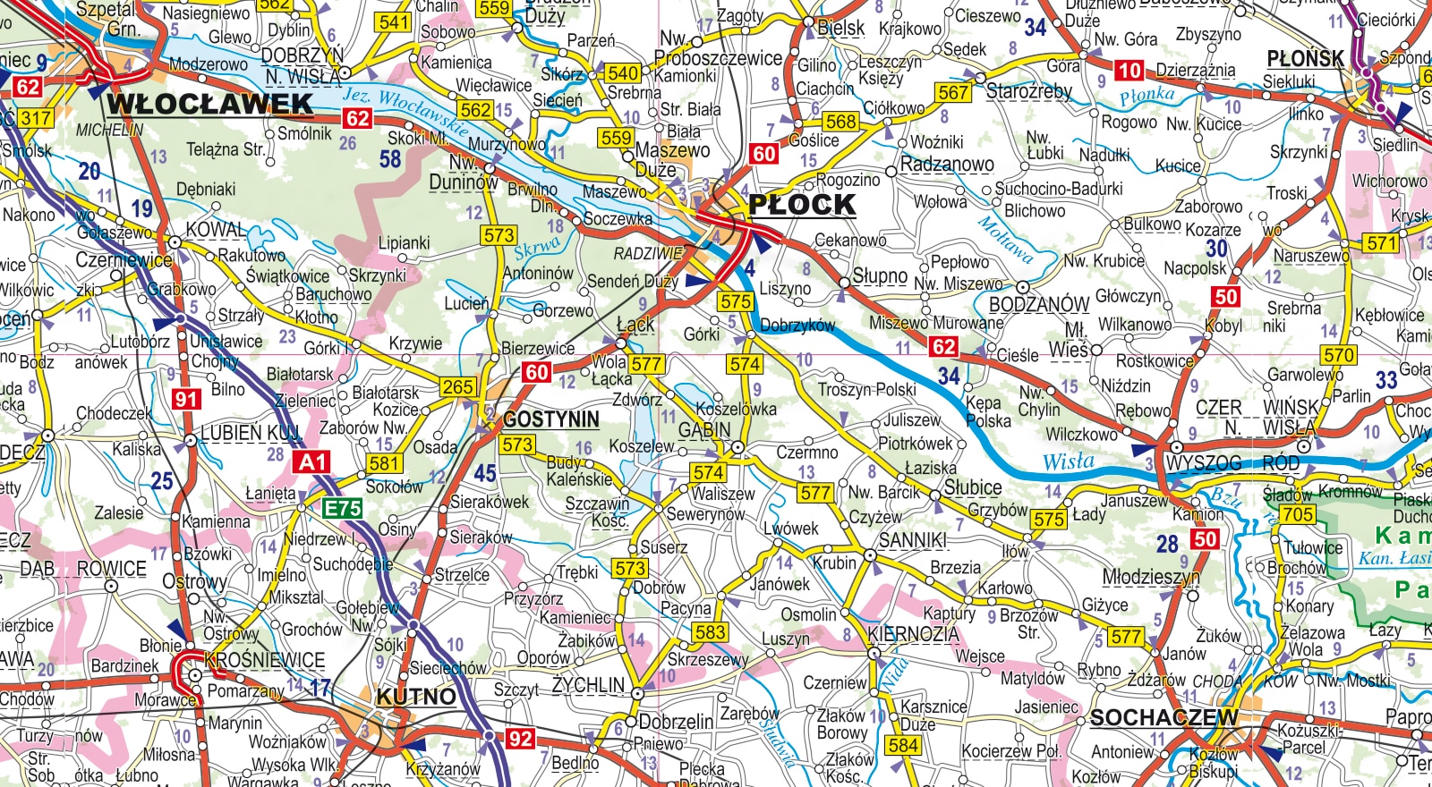 Mapa samochodowa Polski 1:750000
