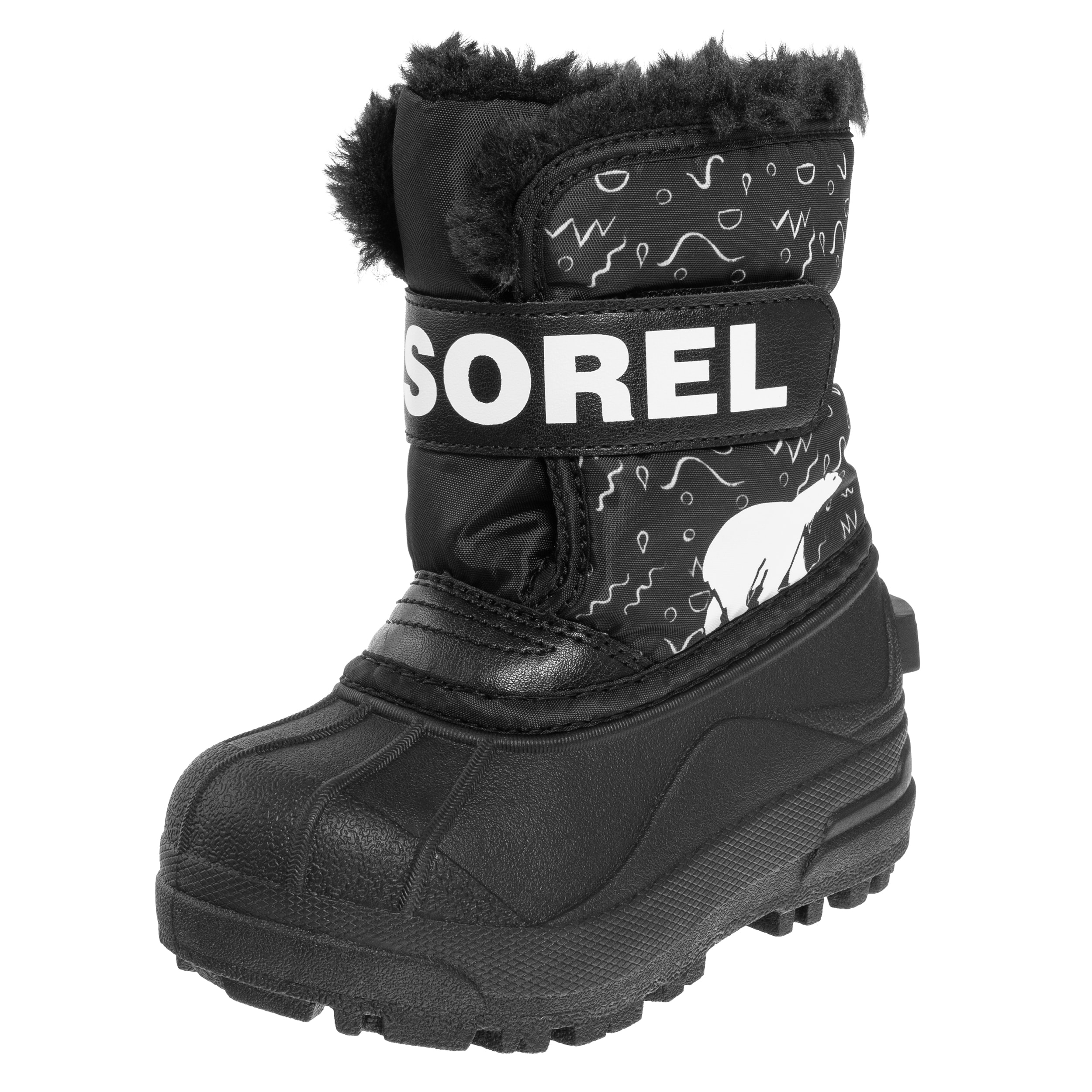 Buty śniegowce dziecięce Sorel Snow Commander Boot - Black/Bright Red