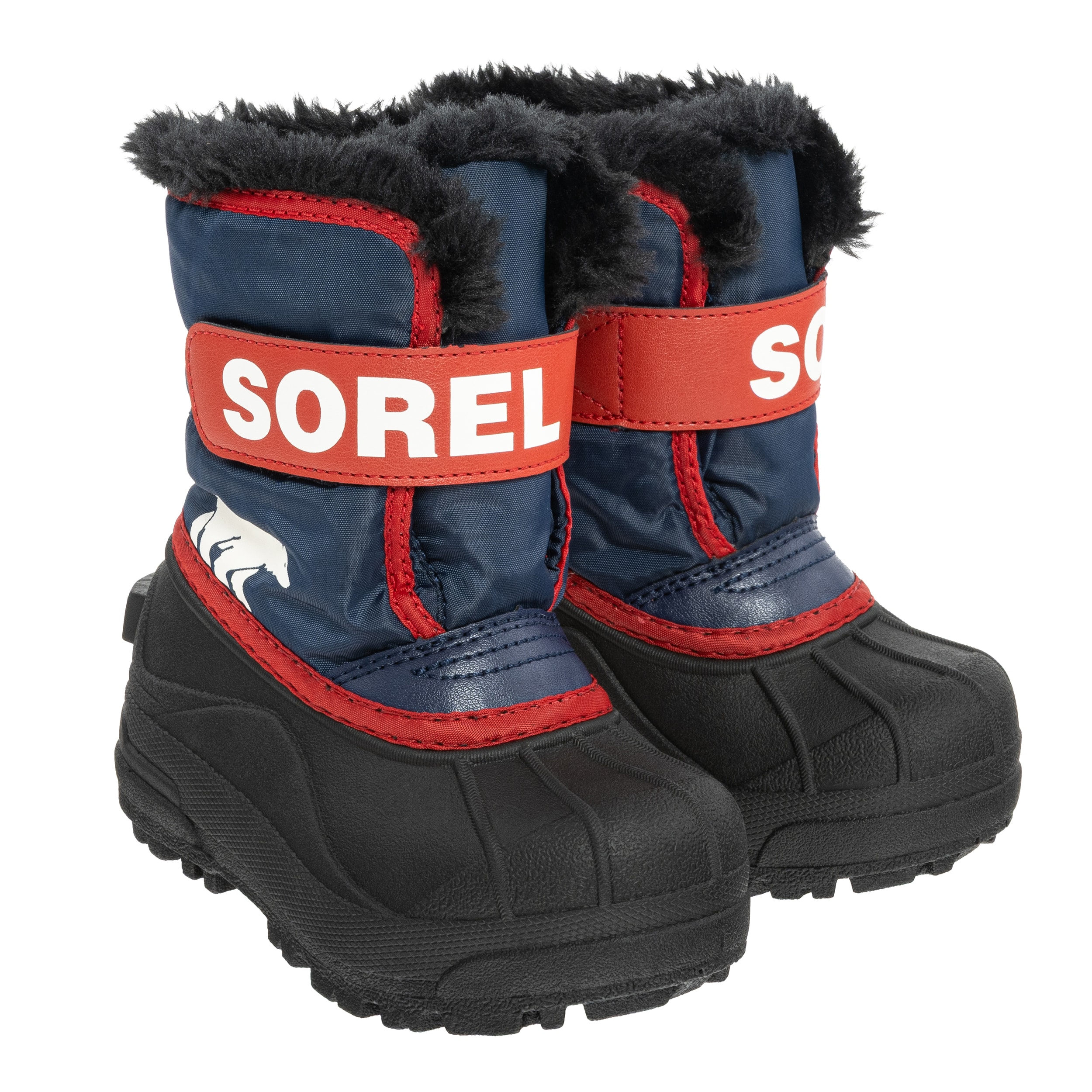Buty śniegowce dziecięce Sorel Snow Commander Boot - Nocturnal/Sail Red