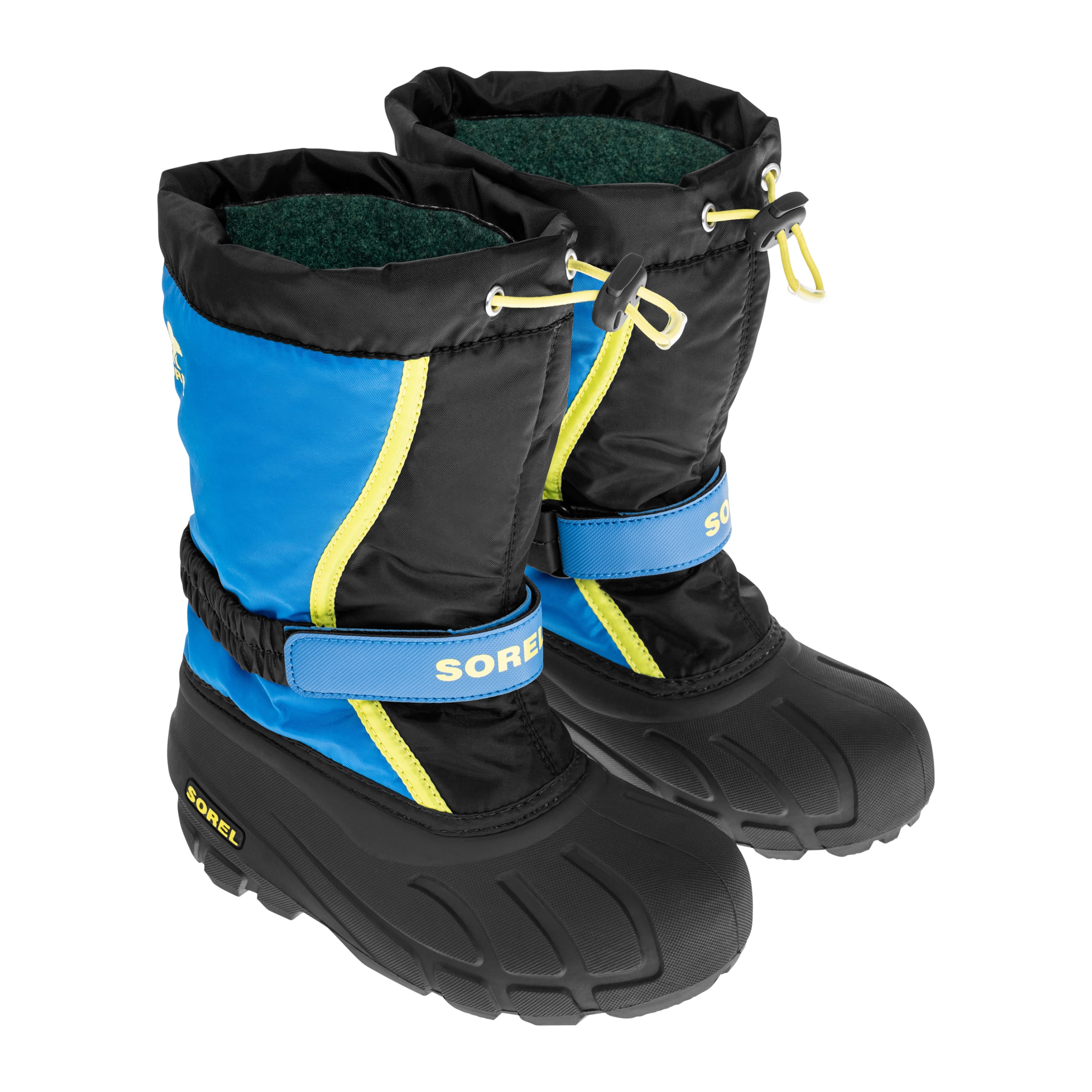 Buty śniegowce dziecięce Sorel Flurry Print Youth Boot - Black/Super Blue