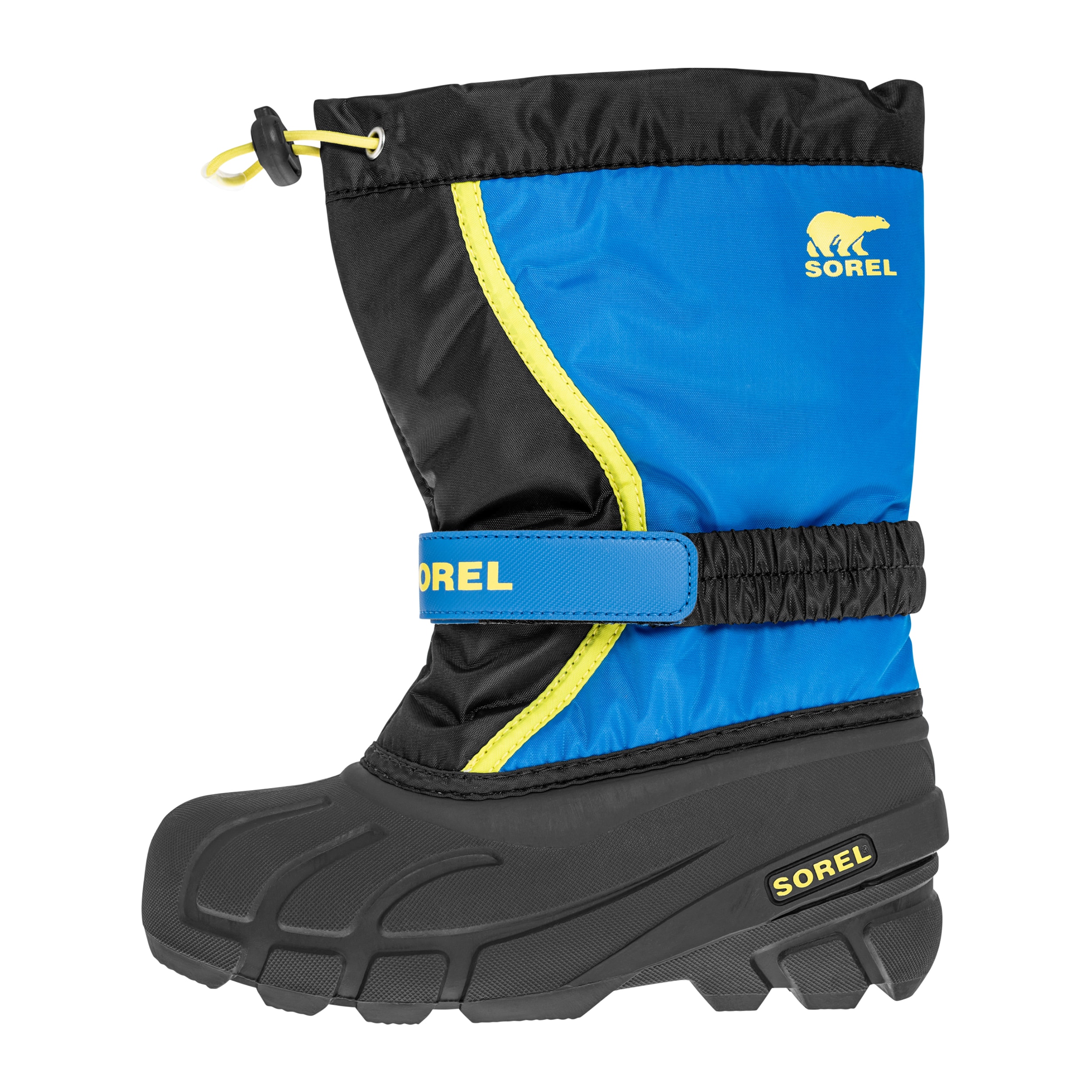 Buty śniegowce dziecięce Sorel Flurry Print Youth Boot - Black/Super Blue