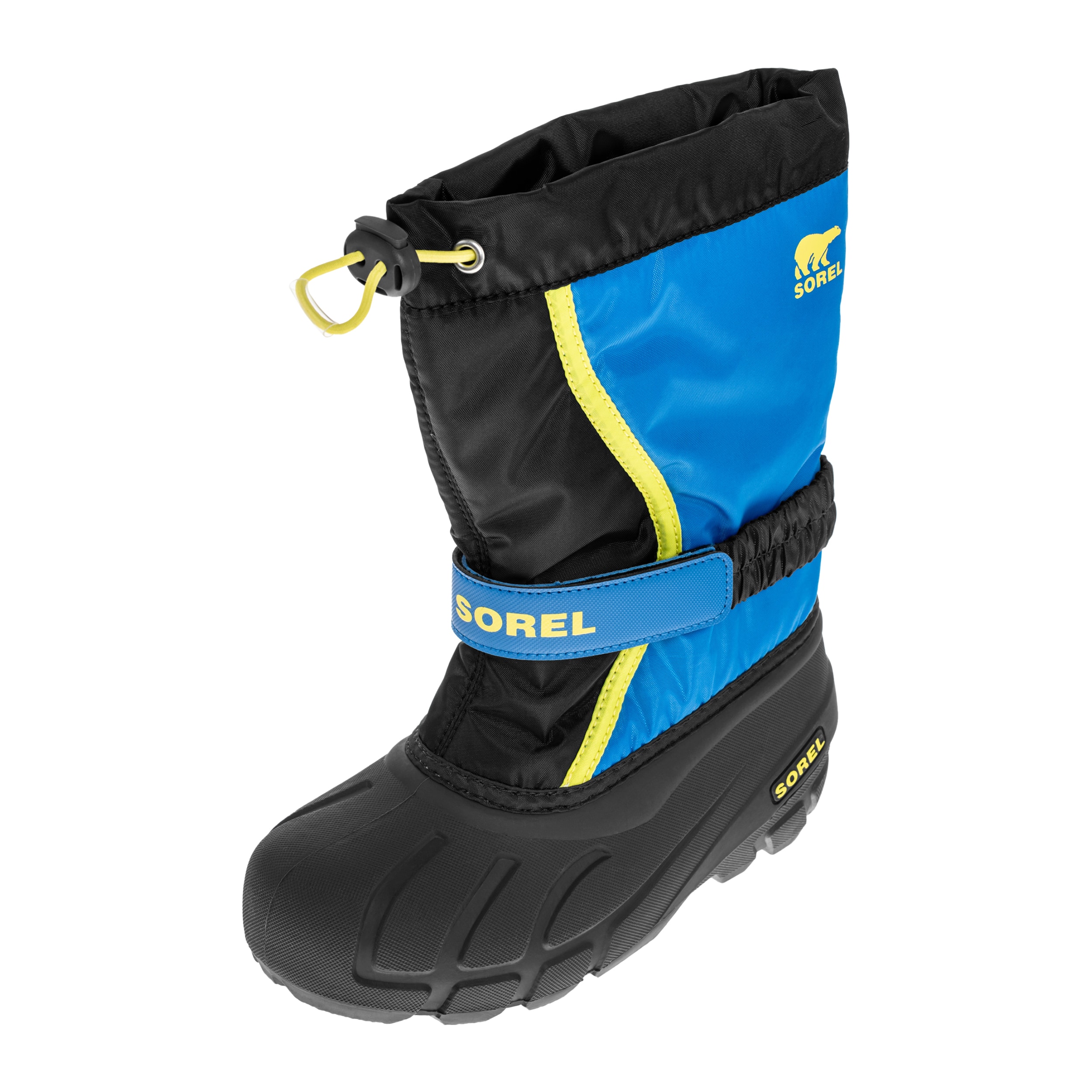 Buty śniegowce dziecięce Sorel Flurry Print Youth Boot - Black/Super Blue